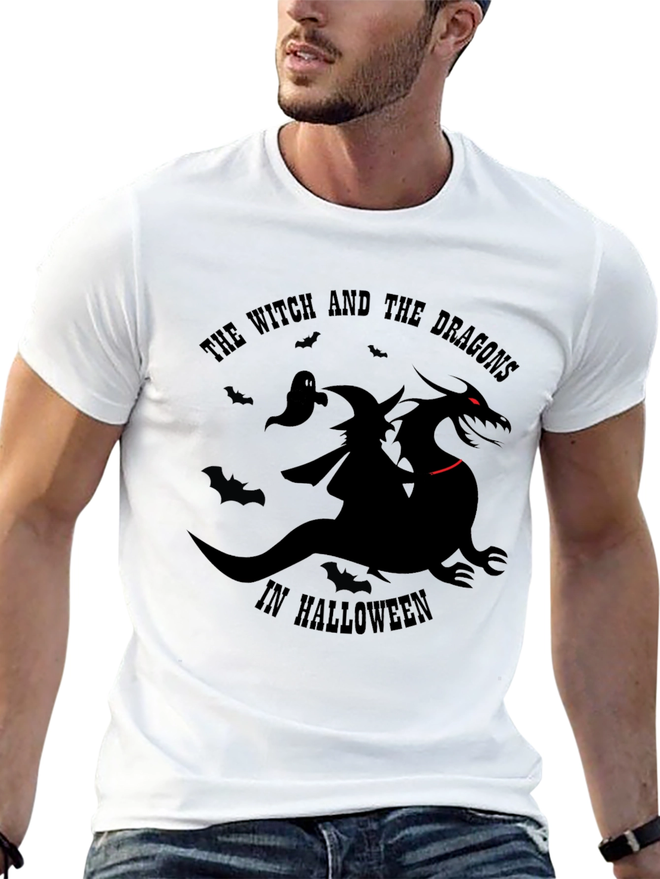 Witch and Dragon Halloween T-Shirt