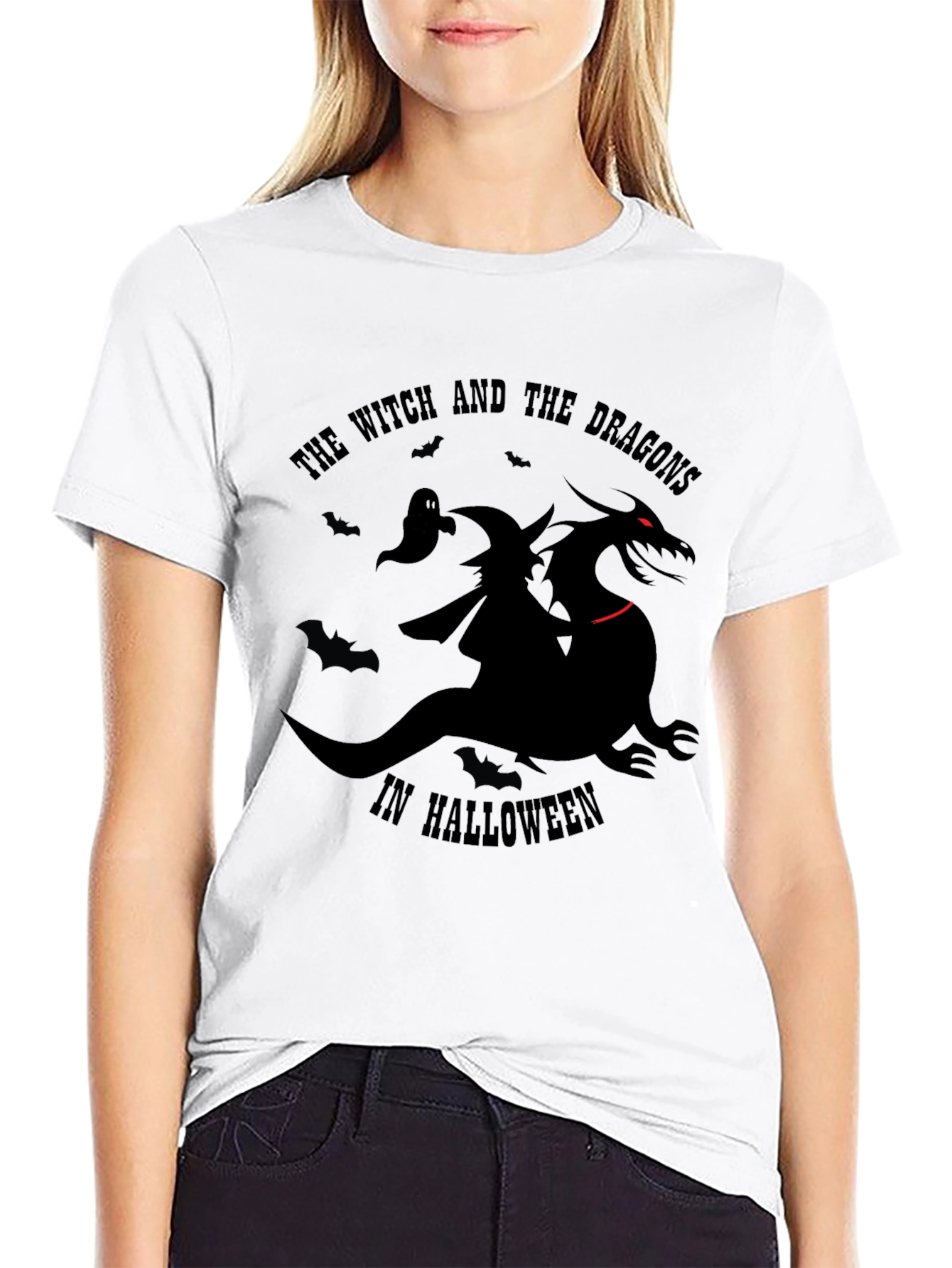Witch and Dragon Halloween T-Shirt