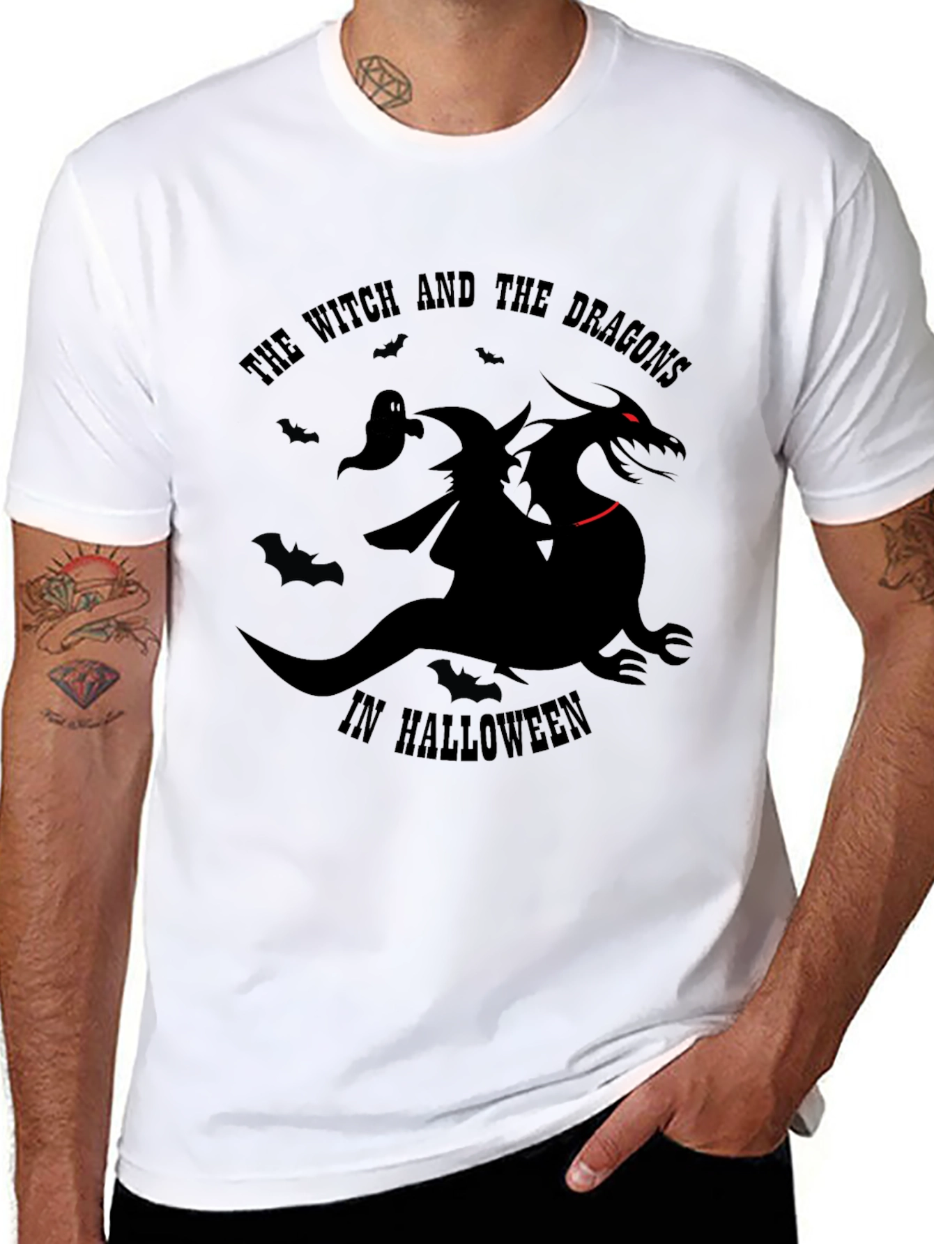 Witch and Dragon Halloween T-Shirt