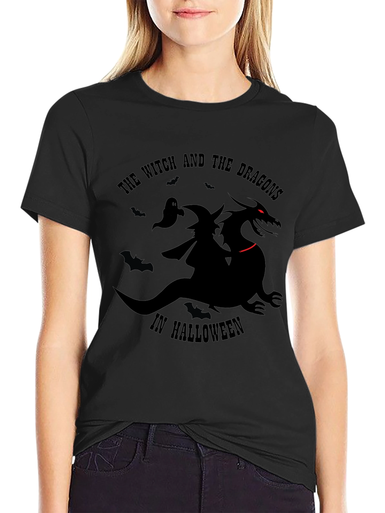 Witch and Dragon Halloween T-Shirt