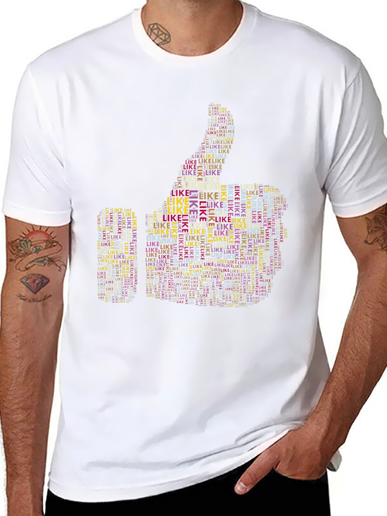 Thumbs Up Like Word Art Graphic T-Shirt