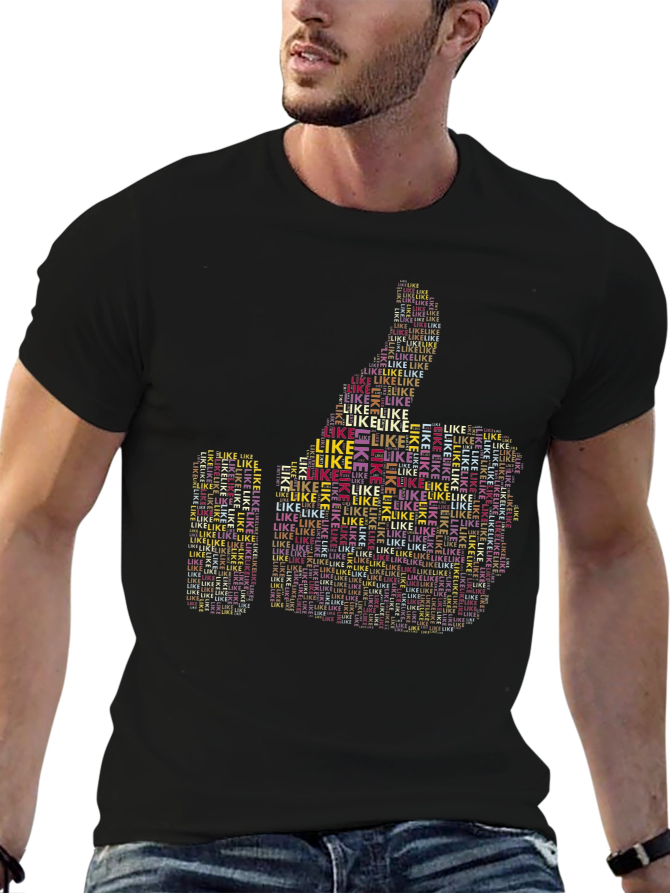 Thumbs Up Like Word Art Graphic T-Shirt