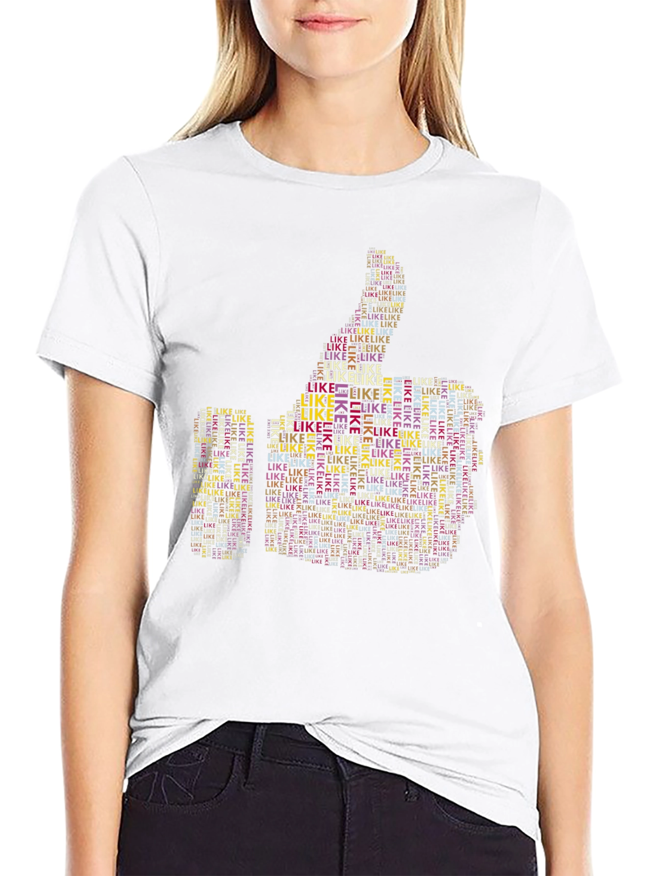 Thumbs Up Like Word Art Graphic T-Shirt