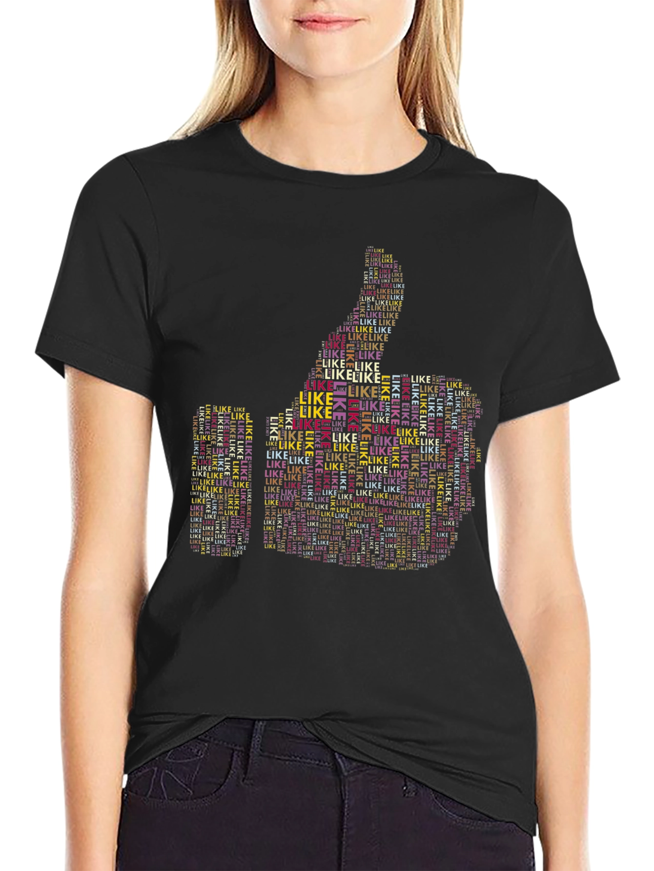 Thumbs Up Like Word Art Graphic T-Shirt