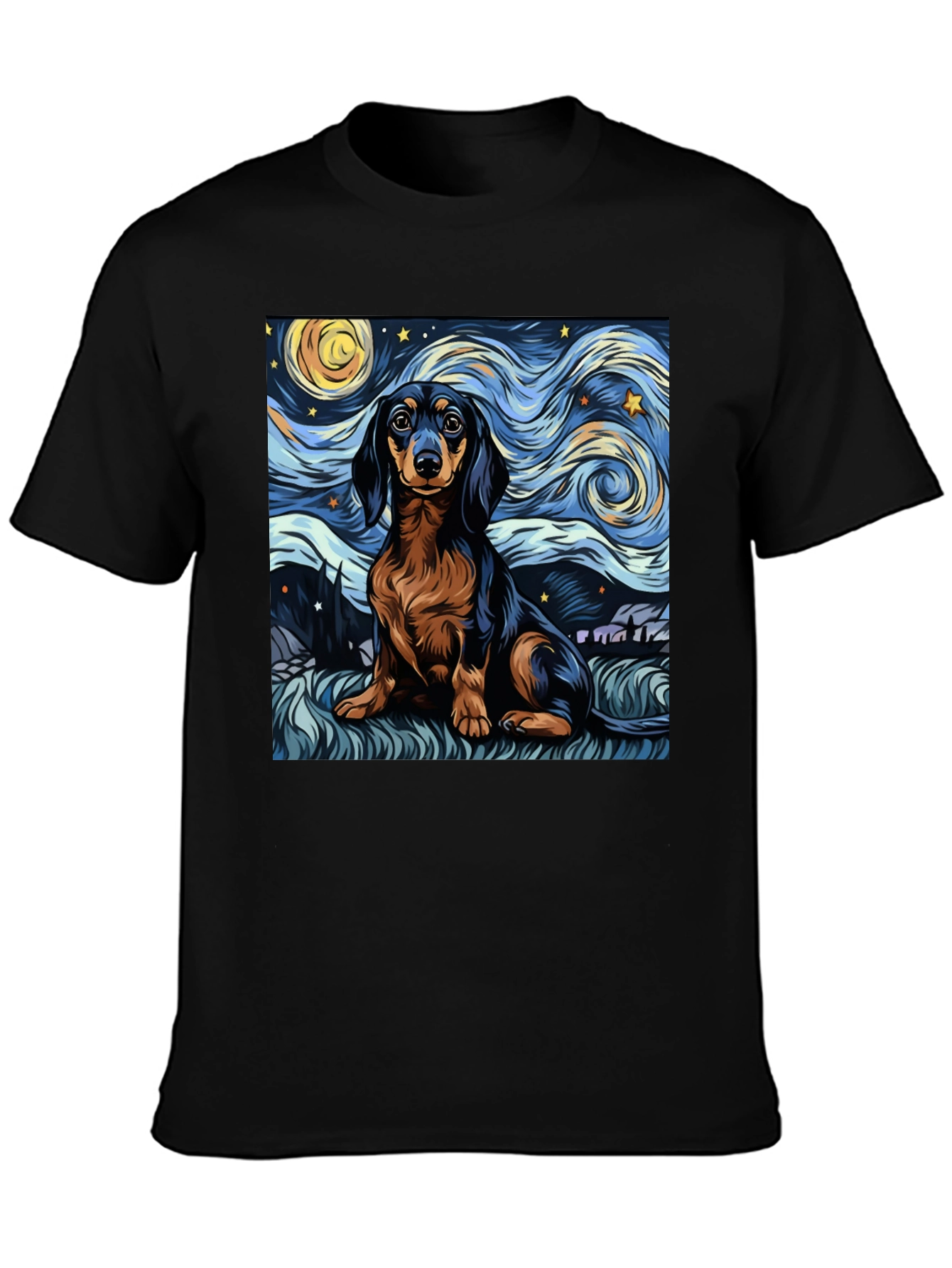 Starry Dachshund Art T-Shirt