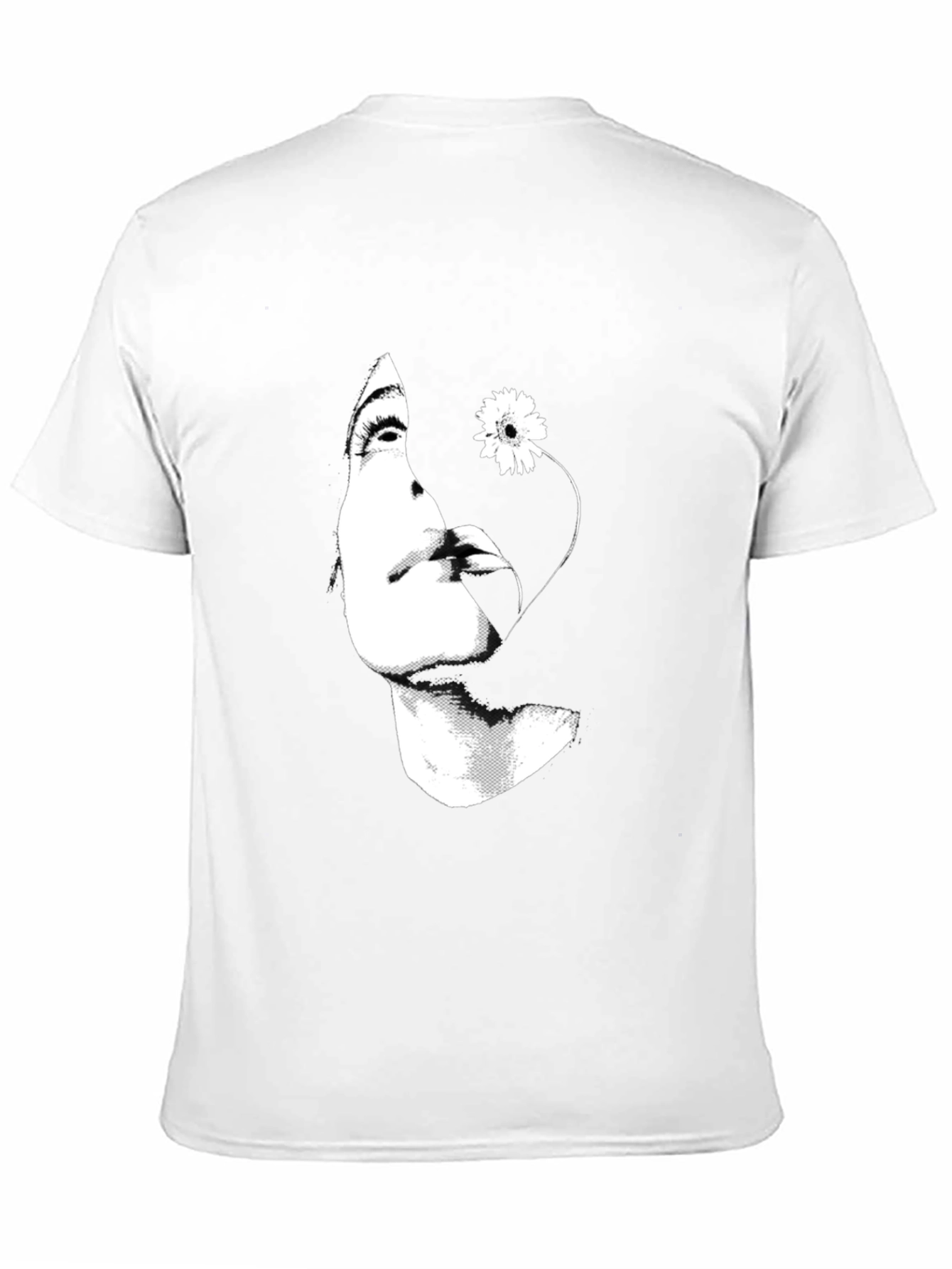 Woman with Flower Graphic Black T-Shirt