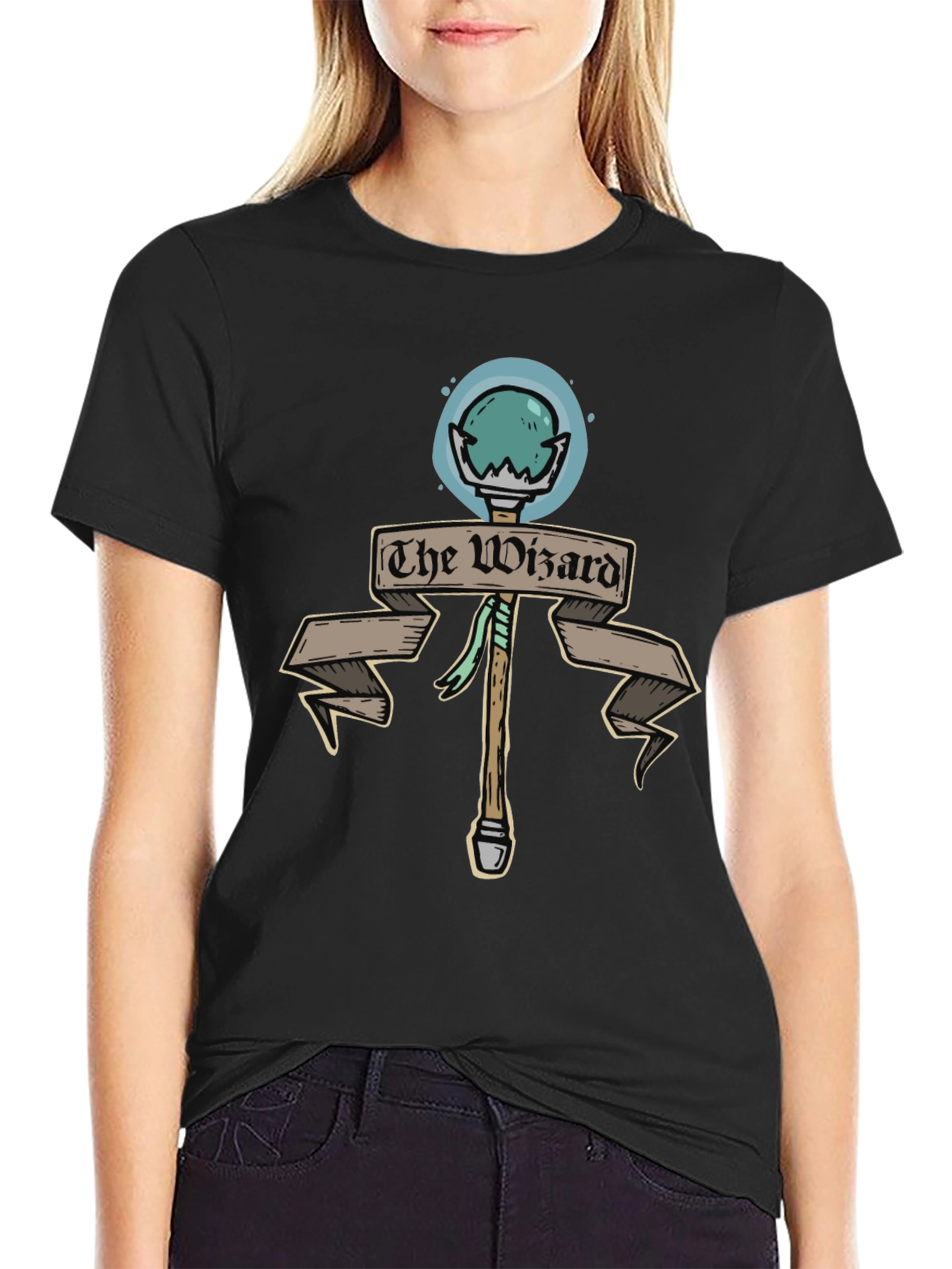 The Wizard Staff Black T-Shirt