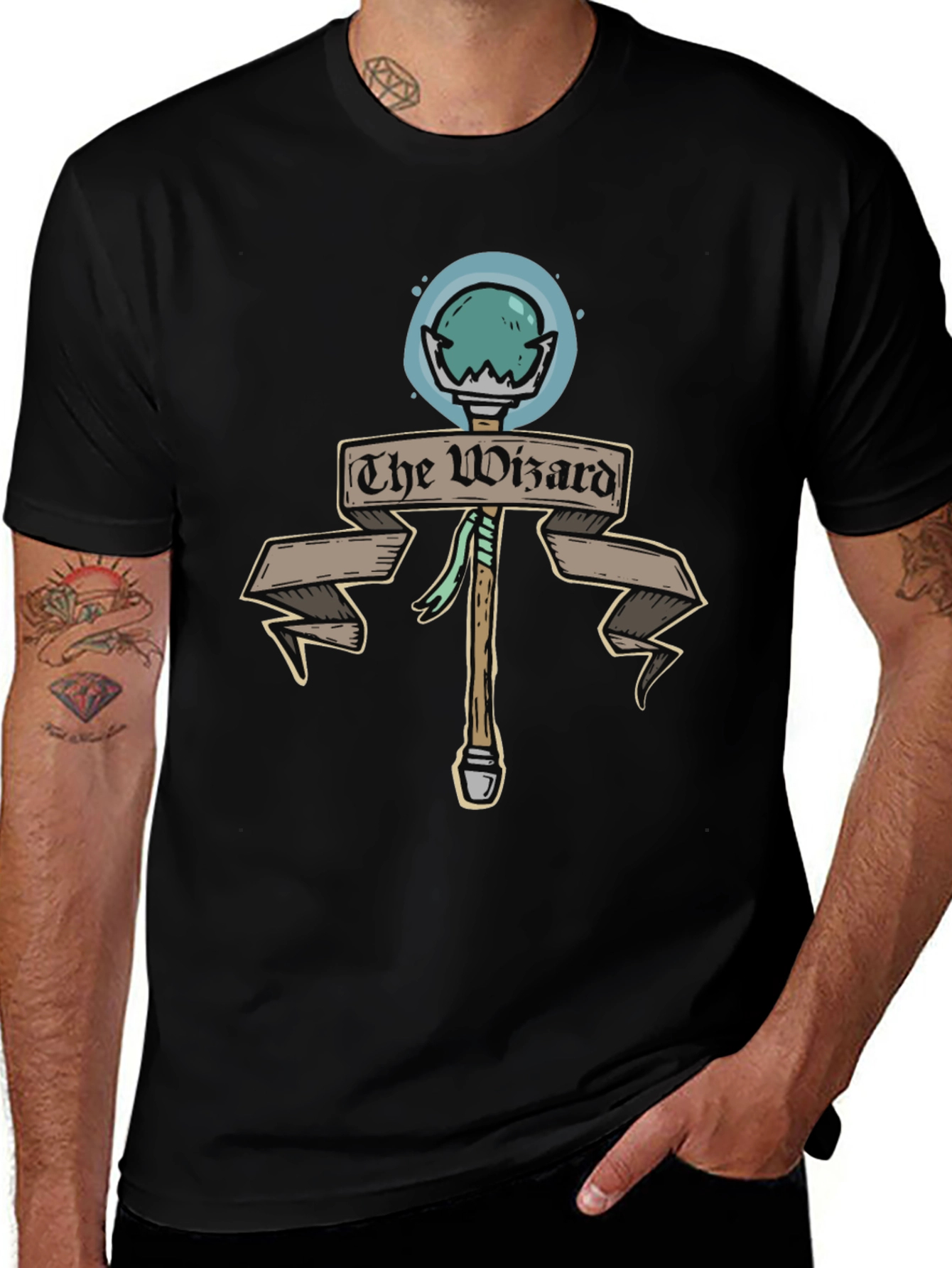 The Wizard Staff Black T-Shirt