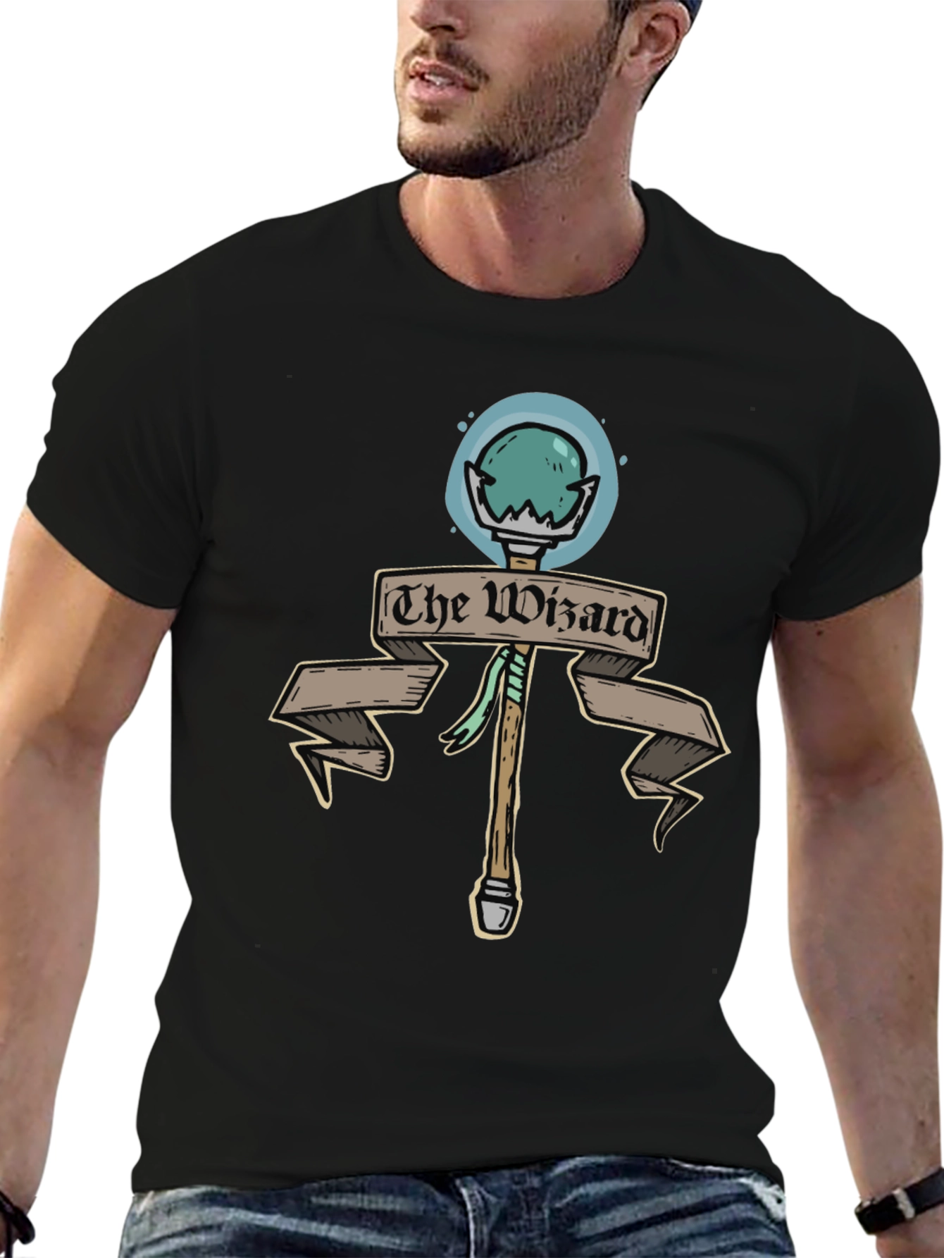 The Wizard Staff Black T-Shirt