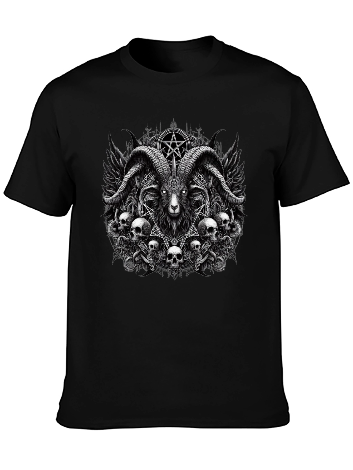 Baphomet Skull Graphic Tee - Dark Satanic Design