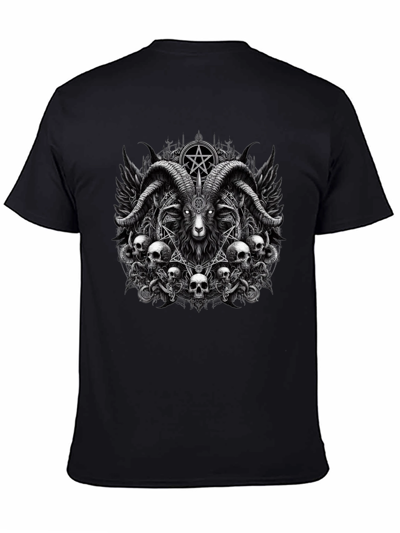 Baphomet Skull Graphic Tee - Dark Satanic Design