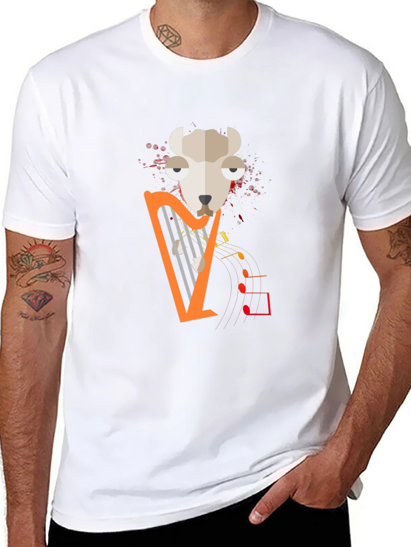 Stylish Graphic Tee - Sheep Harp Design