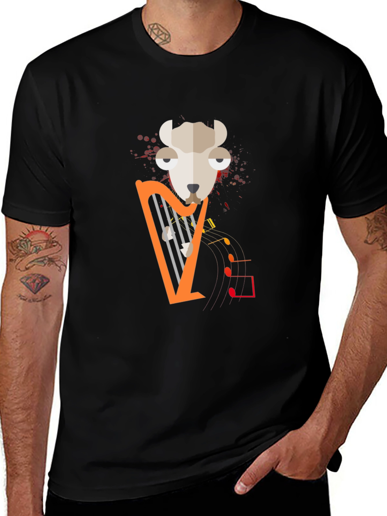 Stylish Graphic Tee - Sheep Harp Design