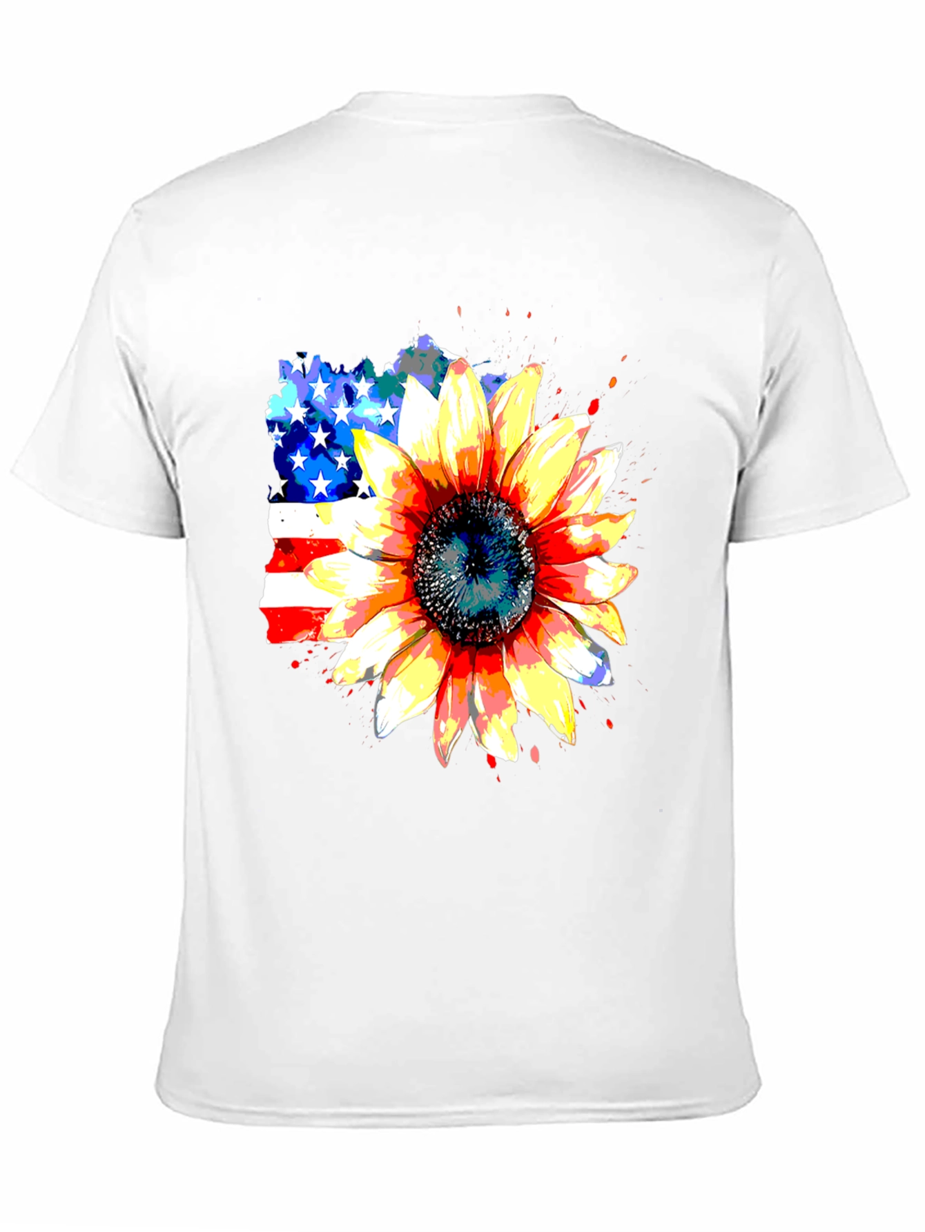 Sunflower & USA Flag Graphic Tee