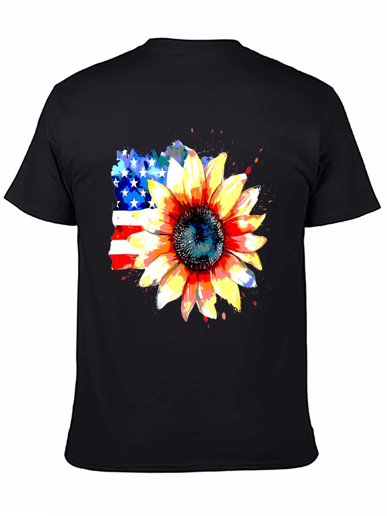 Sunflower & USA Flag Graphic Tee
