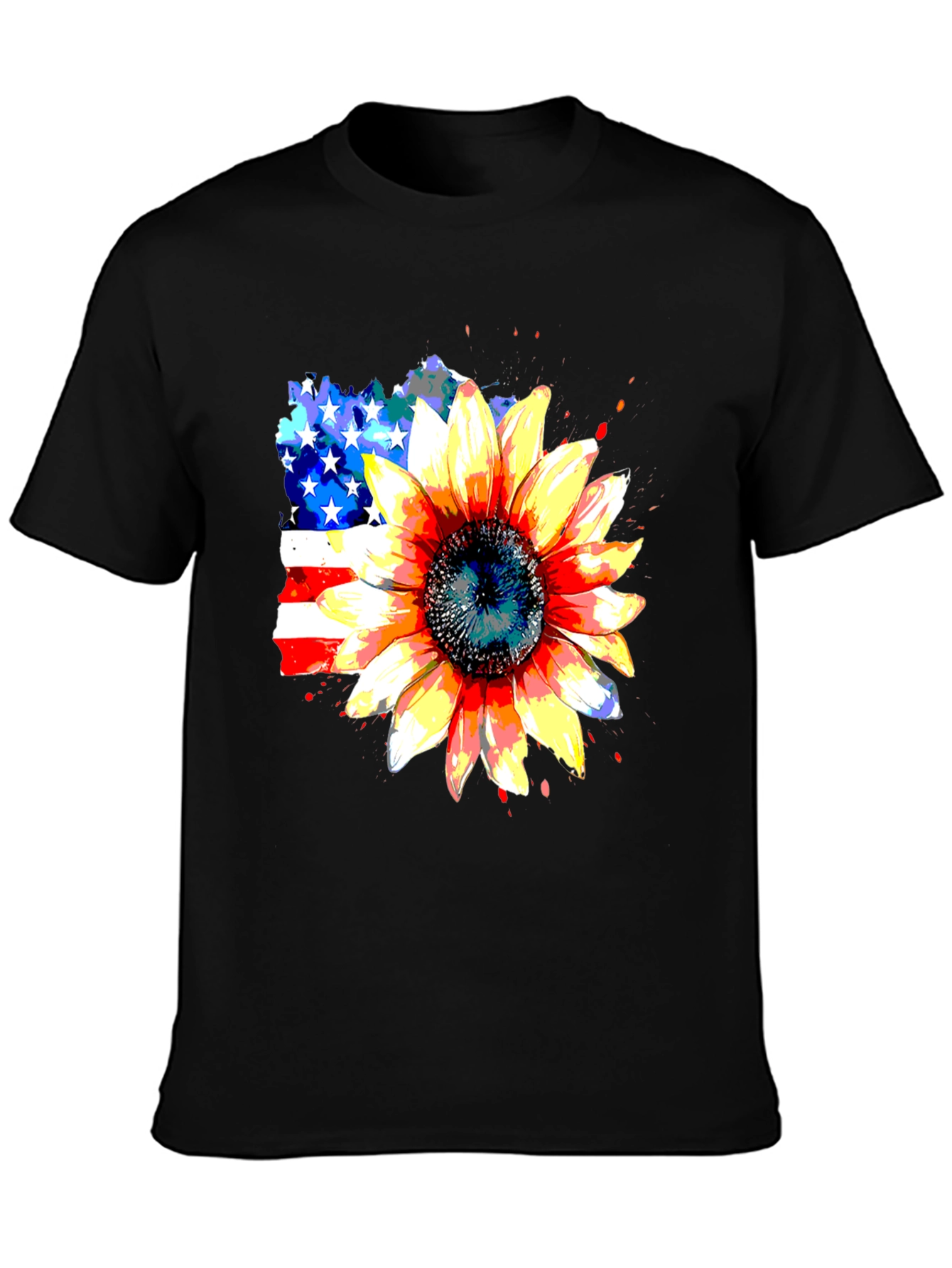 Sunflower & USA Flag Graphic Tee