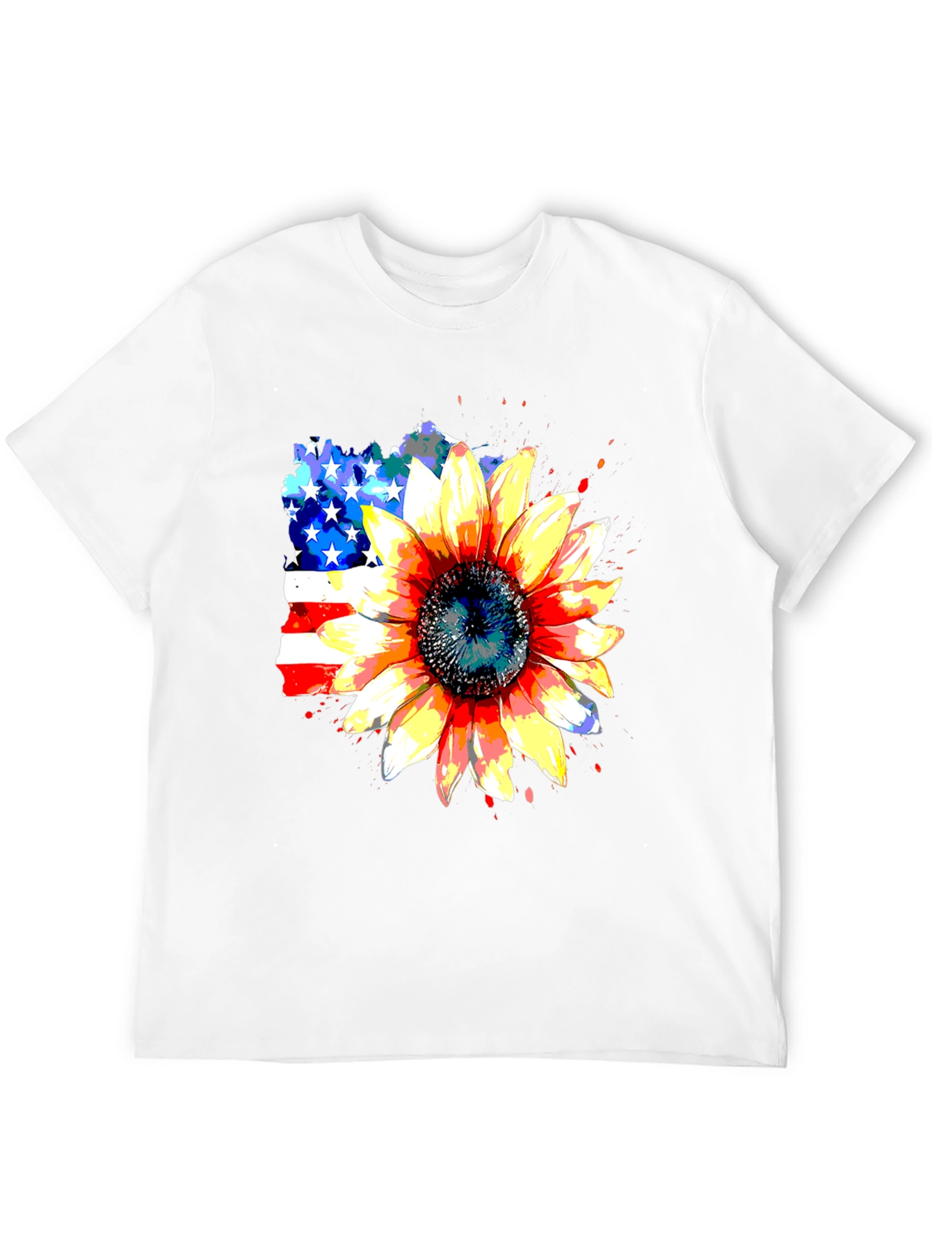 Sunflower & USA Flag Graphic Tee