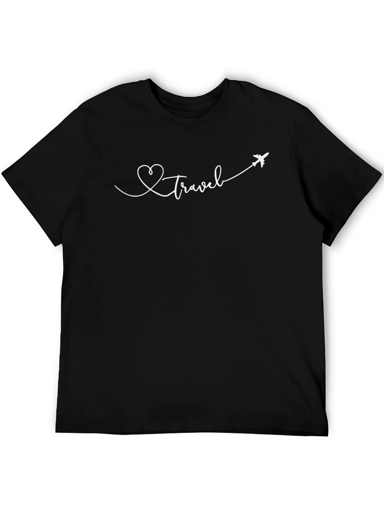 Travel Heart Graphic Tee - Black Cotton T-Shirt