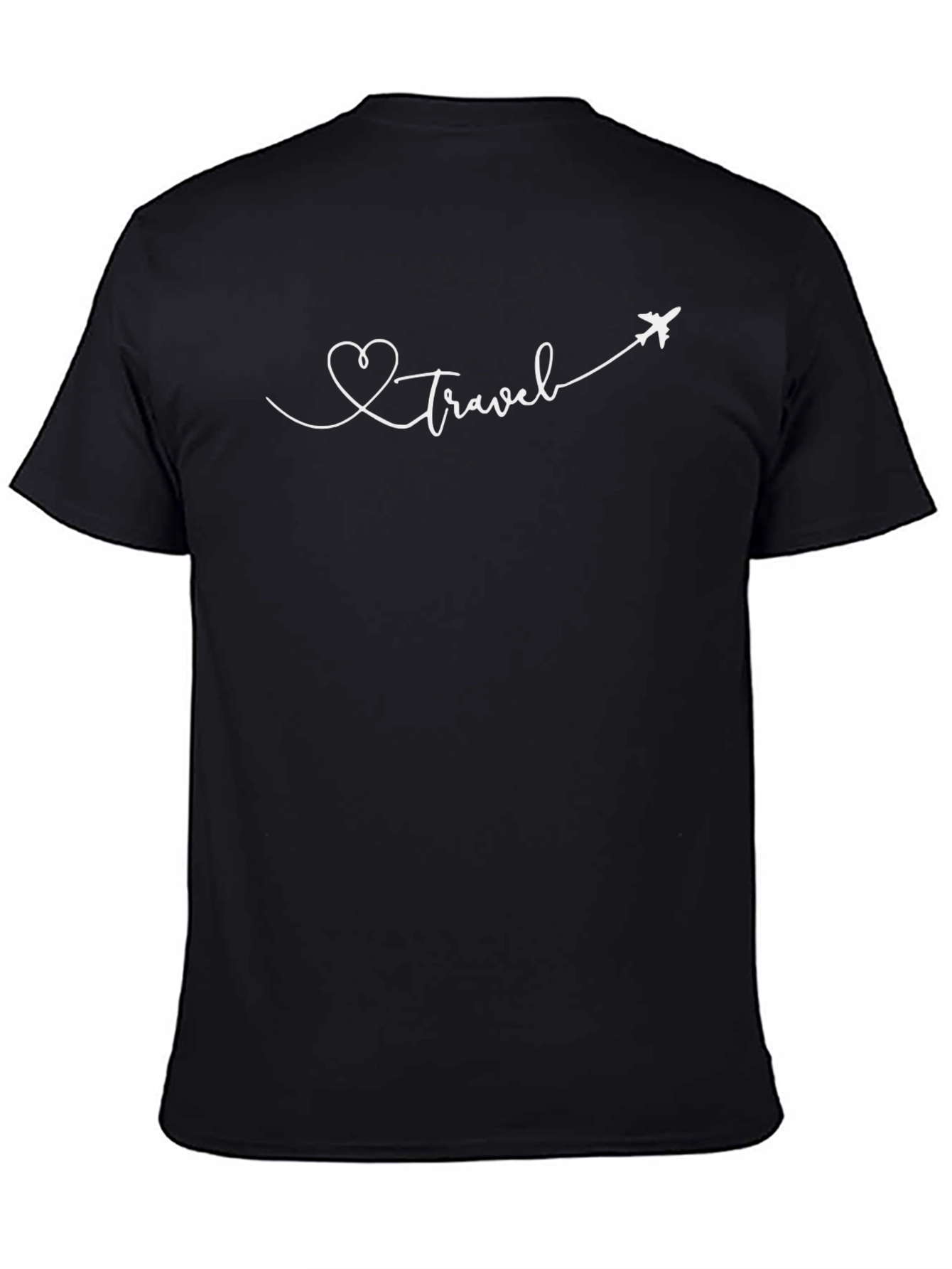 Travel Heart Graphic Tee - Black Cotton T-Shirt