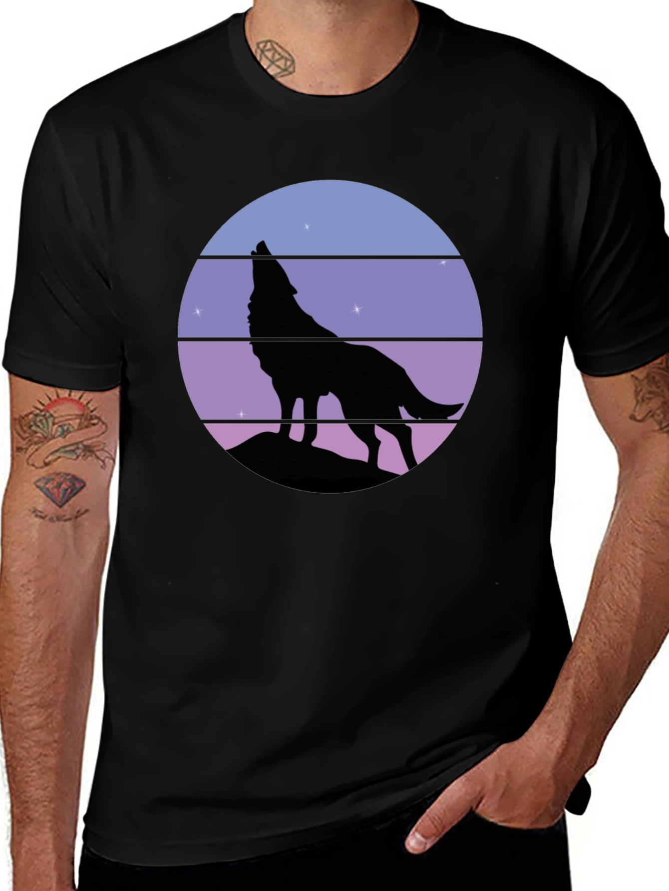 Wolf Howl Silhouette T-Shirt - Retro Style Tee