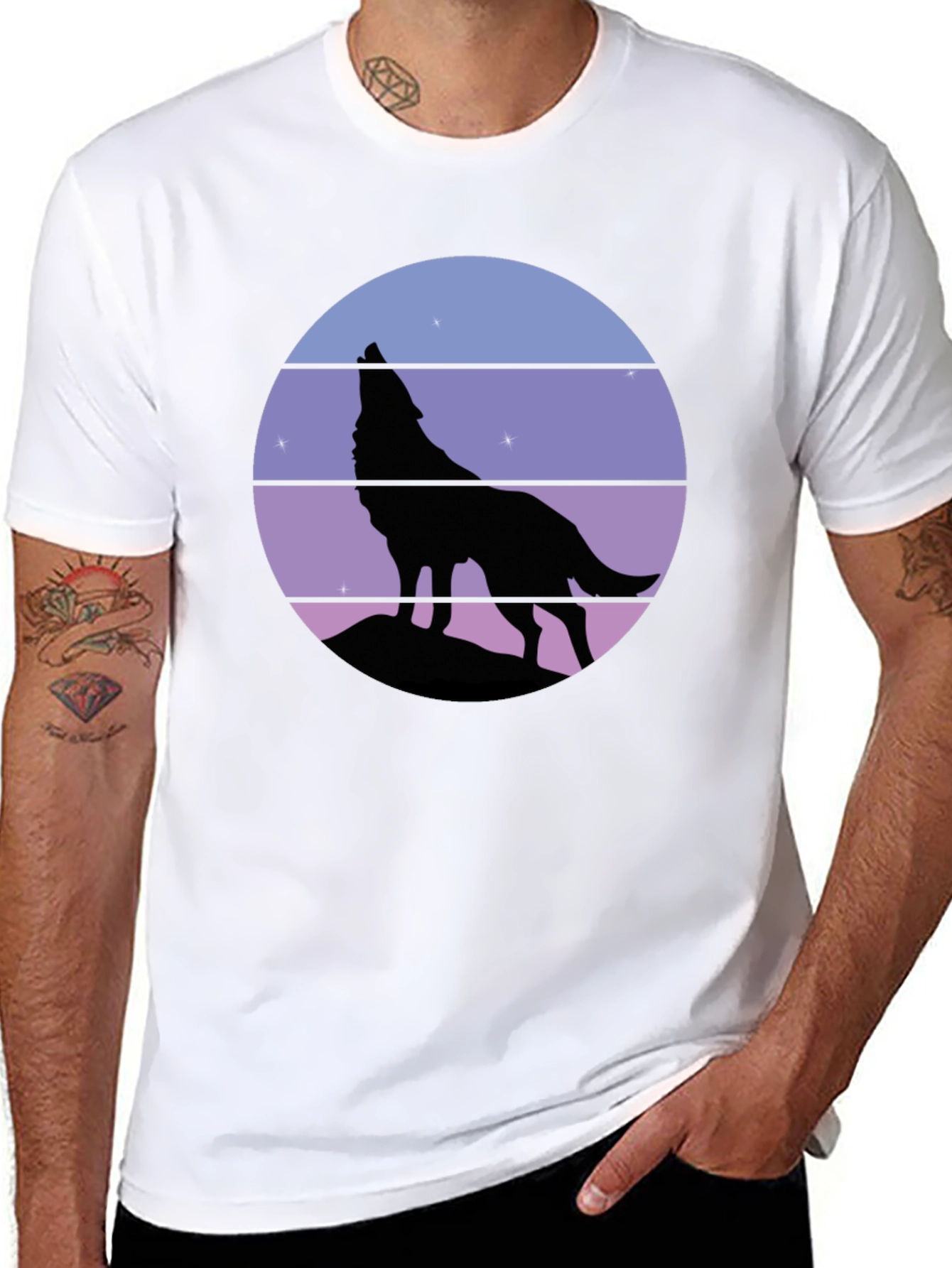 Wolf Howl Silhouette T-Shirt - Retro Style Tee