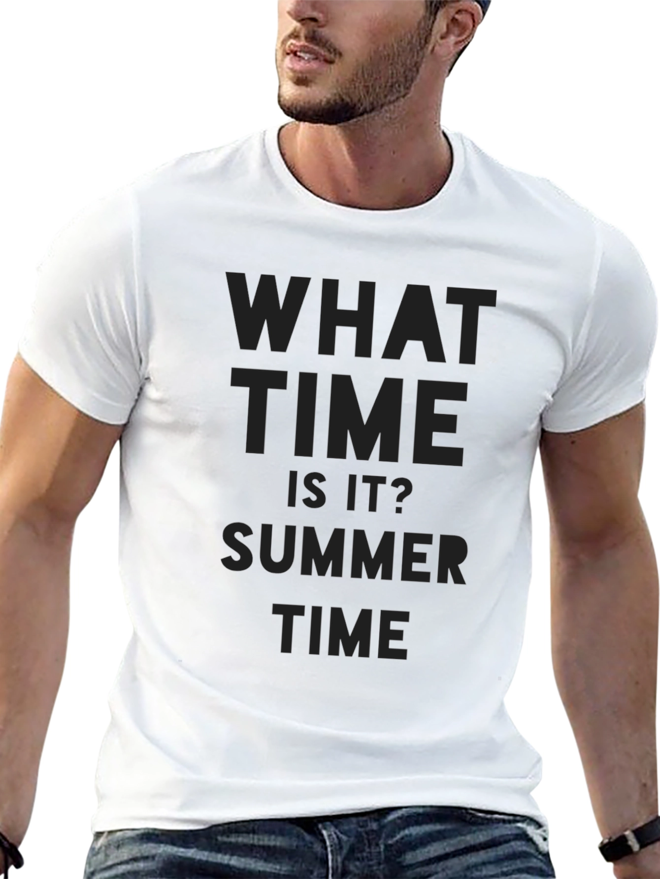 What Time Is It? Summer Time Mens Black T-Shirt