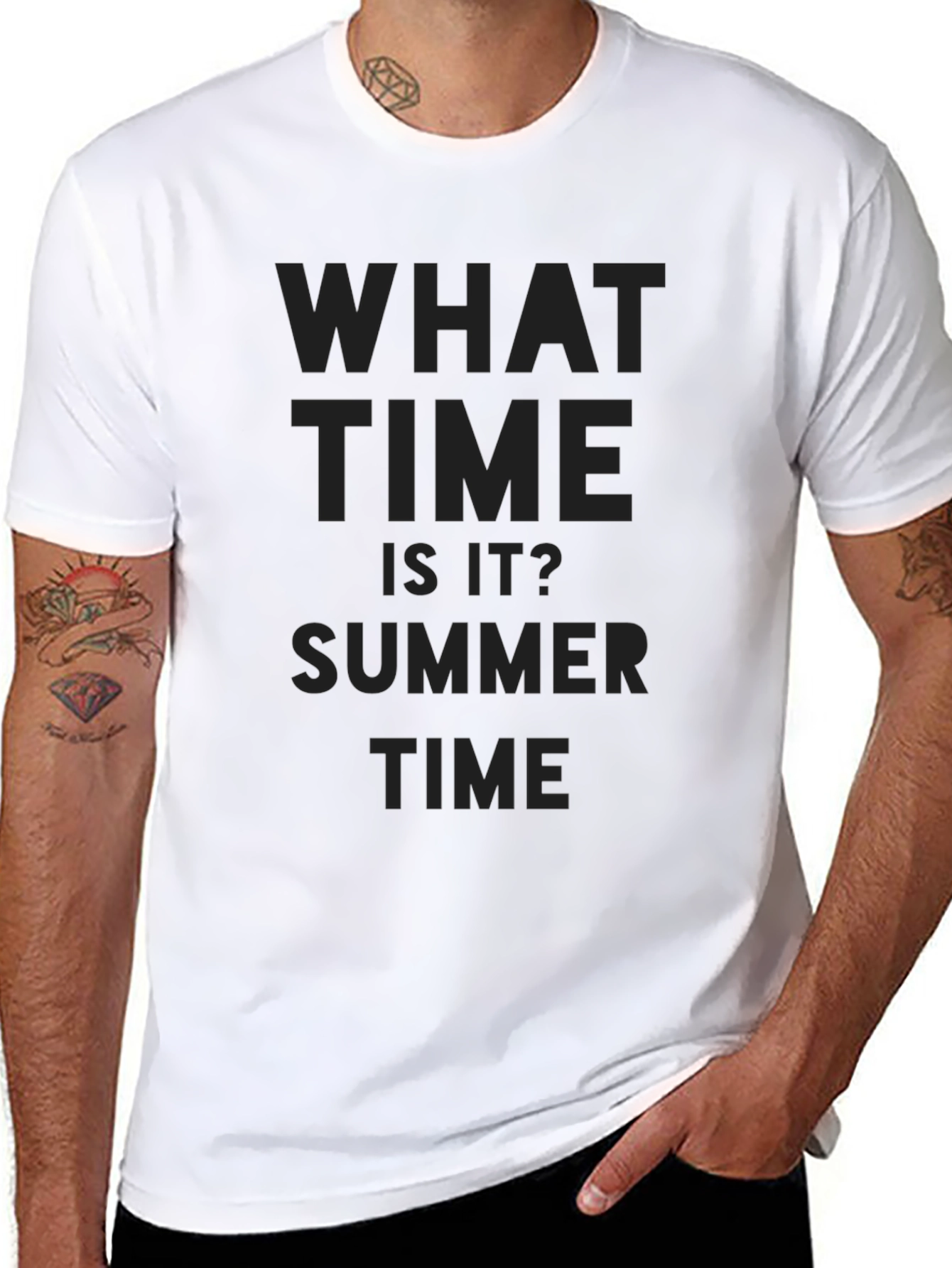 What Time Is It? Summer Time Mens Black T-Shirt
