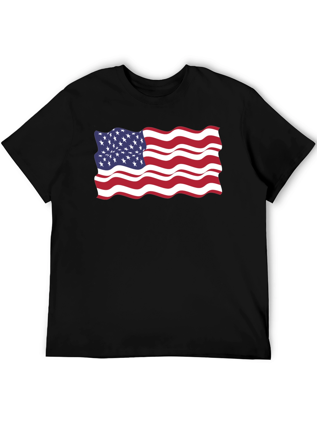 American Flag Wavy Graphic Tee - Patriotic Style