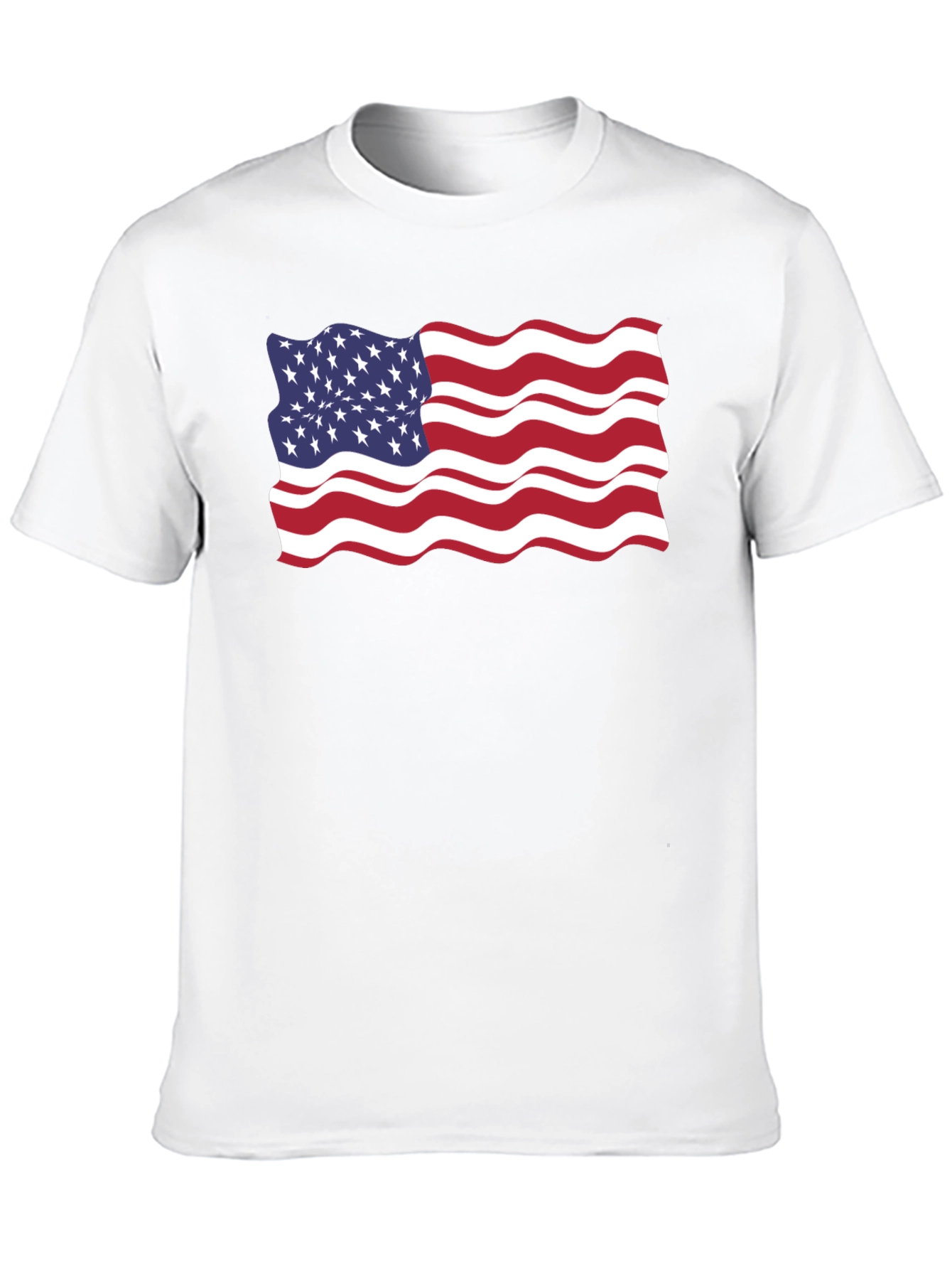 American Flag Wavy Graphic Tee - Patriotic Style