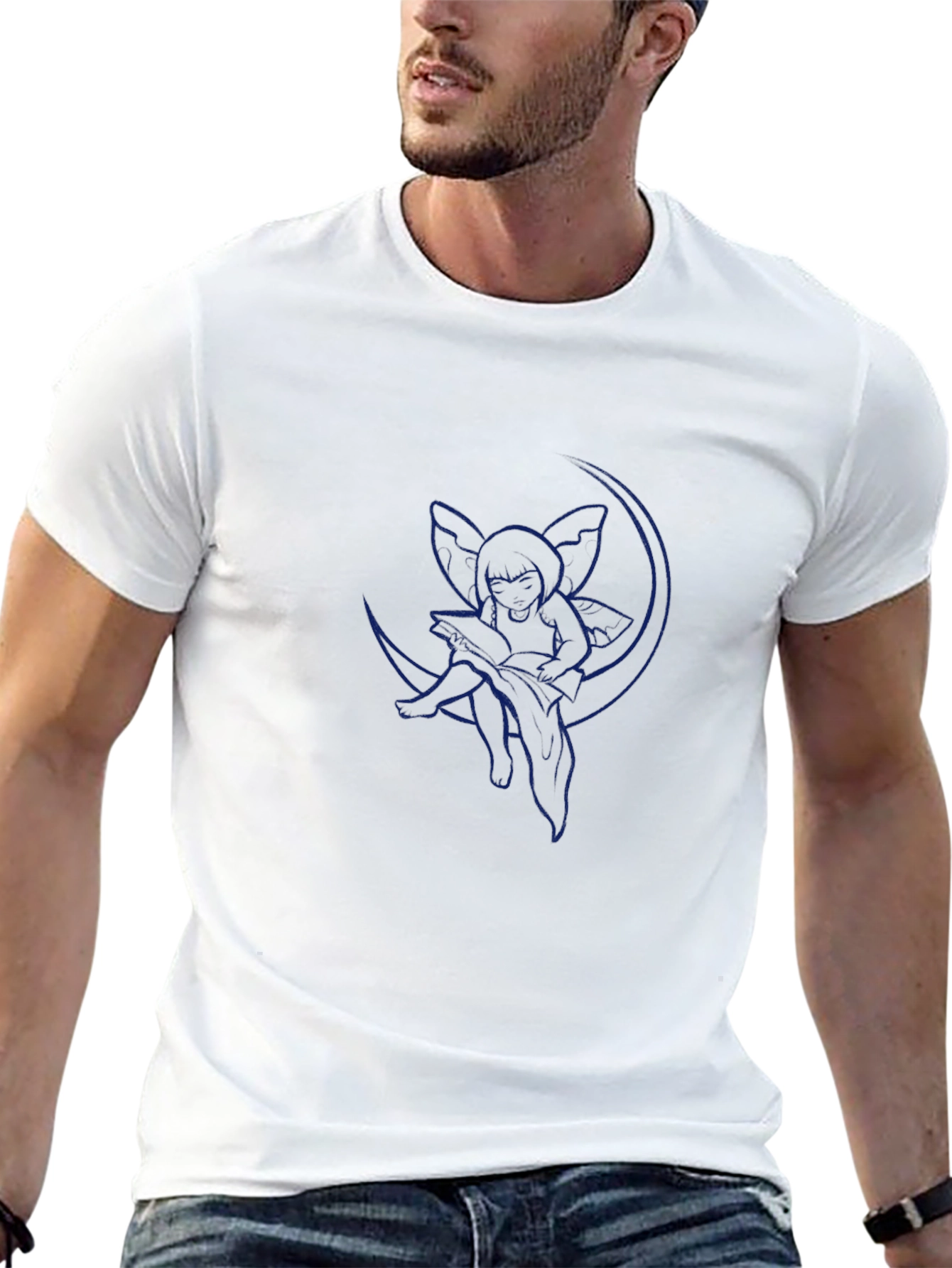 Whimsical Moon Fairy T-Shirt - Black