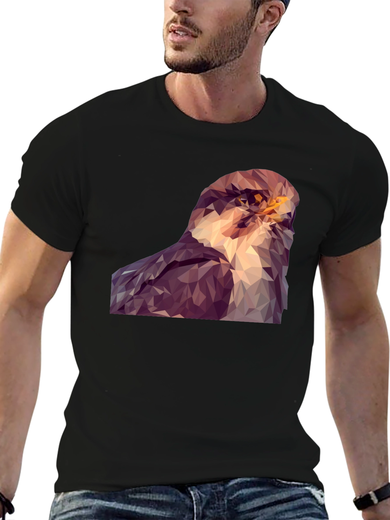 Abstract Hawk Graphic Tee - Modern Bird Art Shirt