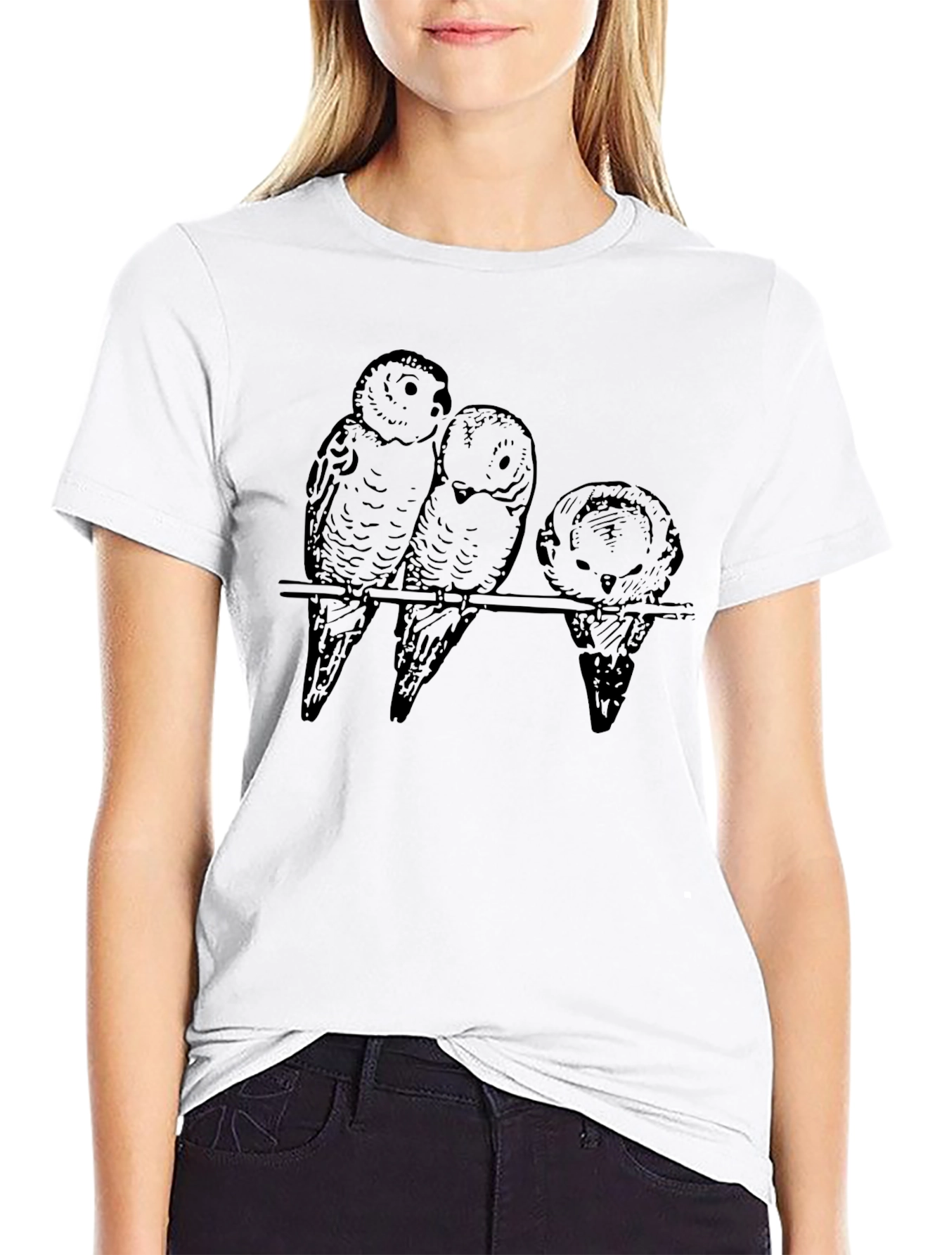 Three Birds on Branch Graphic T-Shirt
