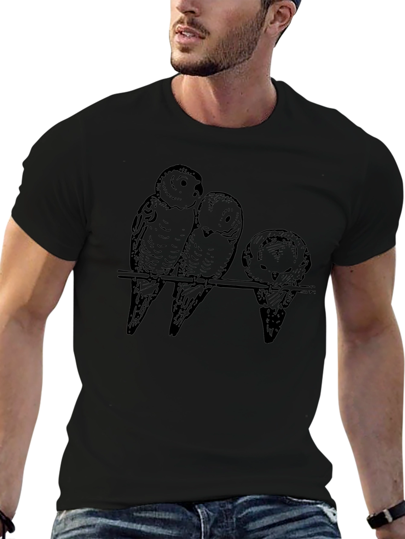 Three Birds on Branch Graphic T-Shirt