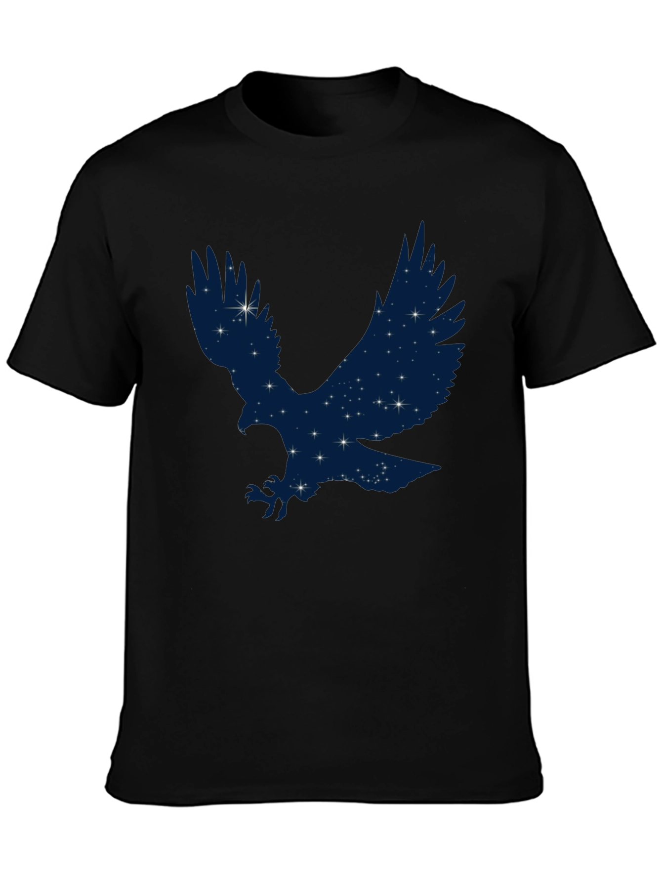 Starry Eagle Graphic Tee - Soft Black Cotton T-Shirt