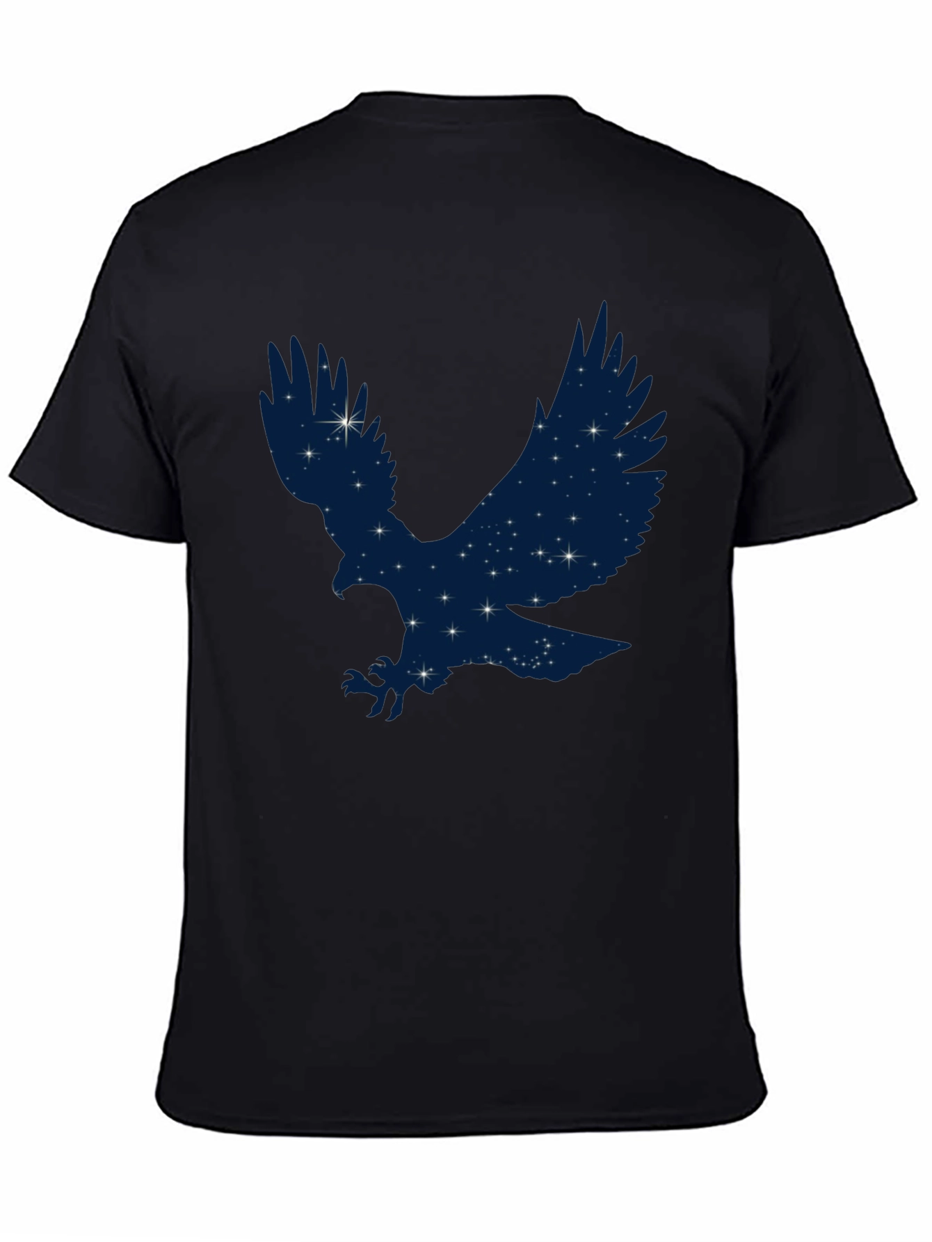 Starry Eagle Graphic Tee - Soft Black Cotton T-Shirt