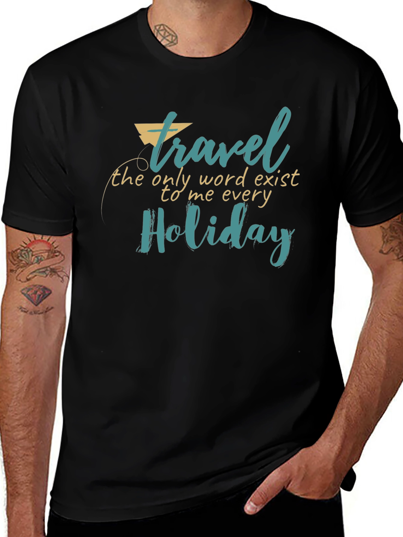 Travel Holiday Graphic Print Black T-Shirt