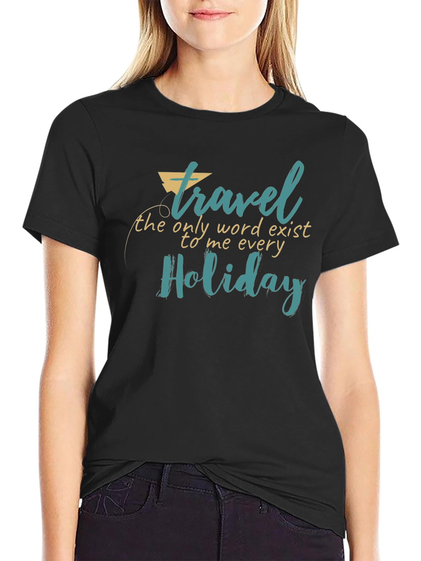 Travel Holiday Graphic Print Black T-Shirt