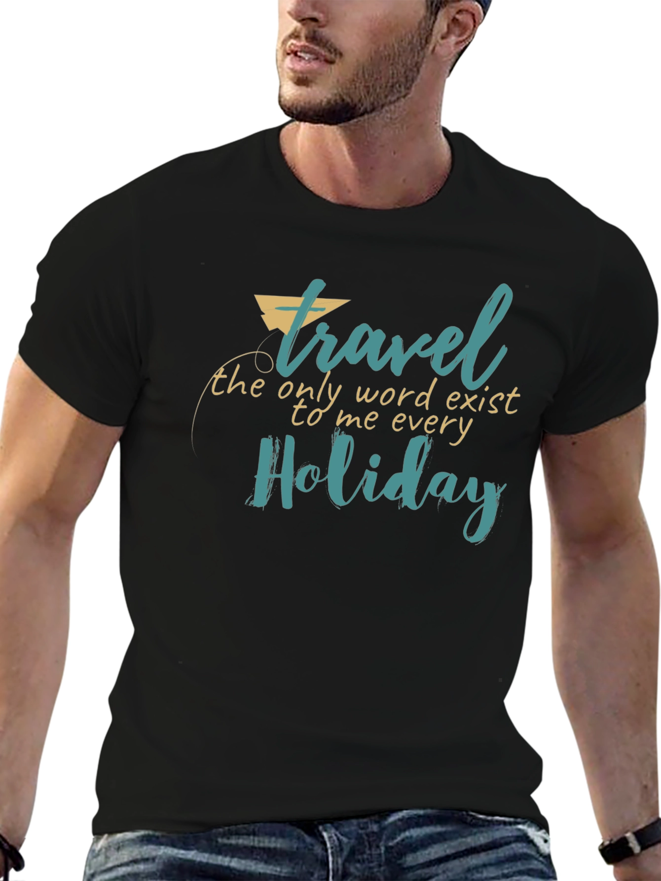 Travel Holiday Graphic Print Black T-Shirt