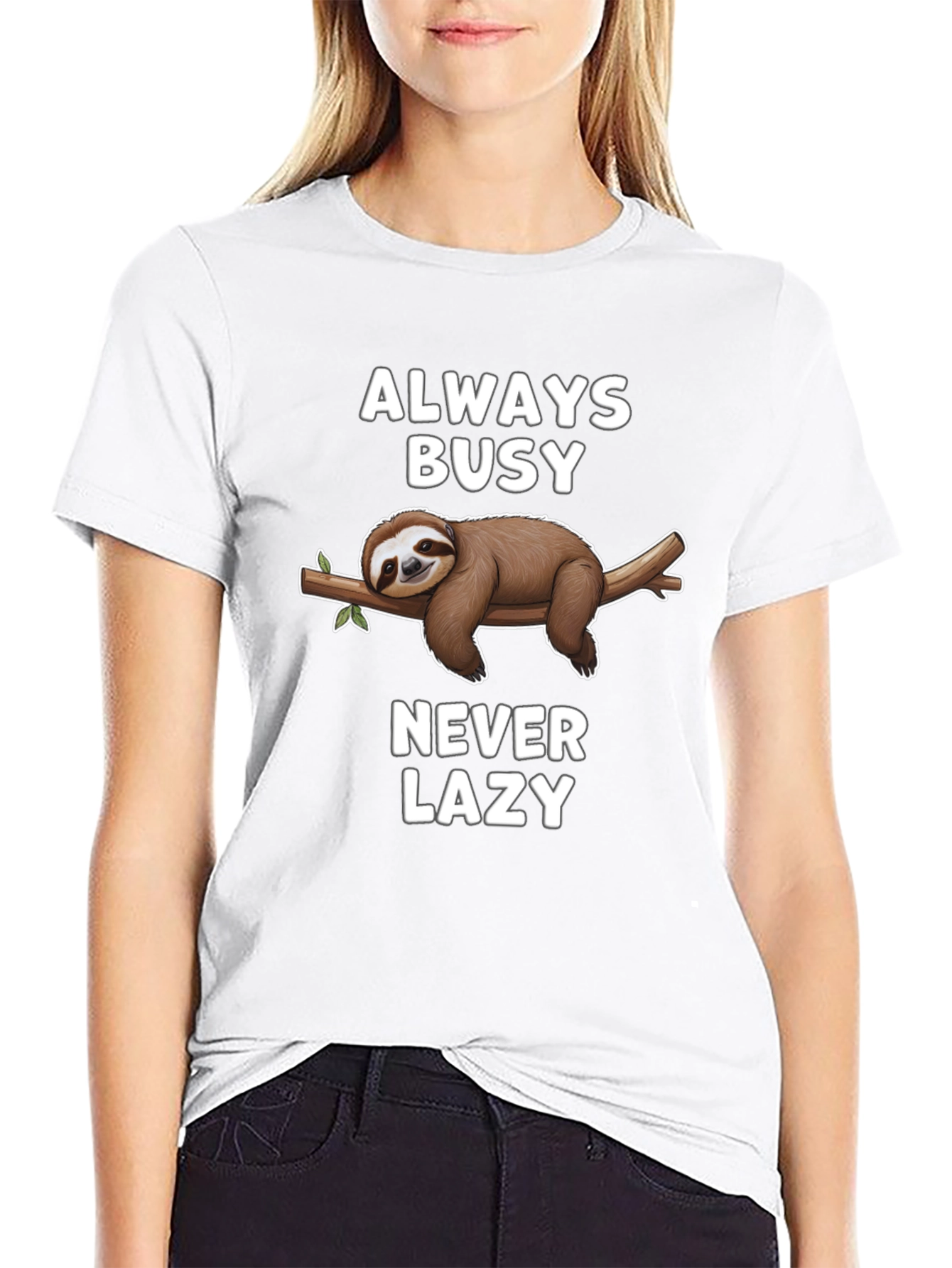 Always Busy Never Lazy Sloth Graphic T-Shirt