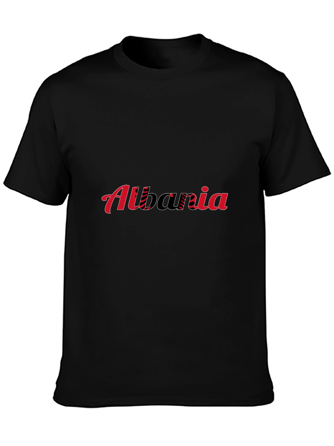 Albania Flag T-Shirt - Black Crew Neck Tee