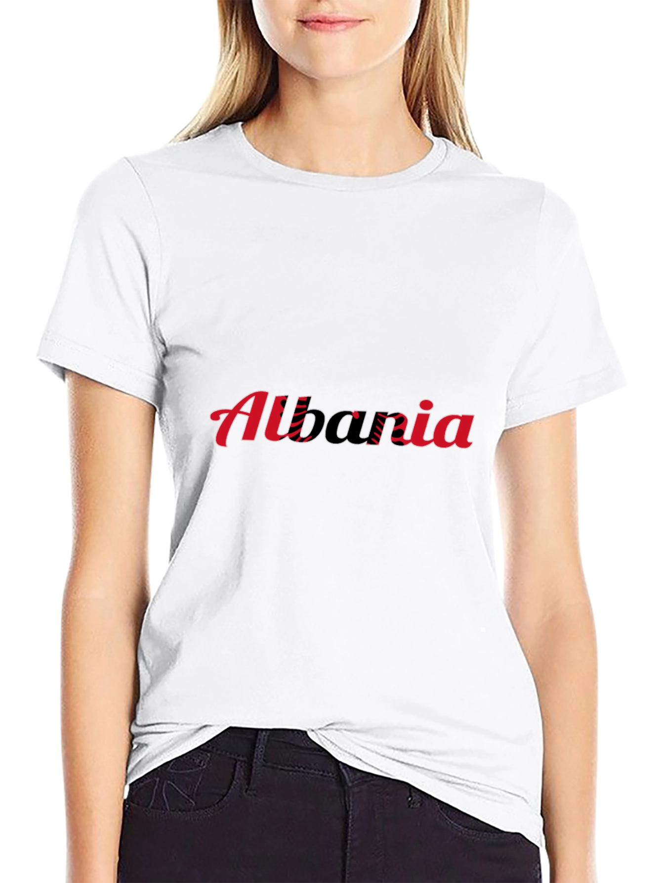 Albania Flag T-Shirt - Black Crew Neck Tee