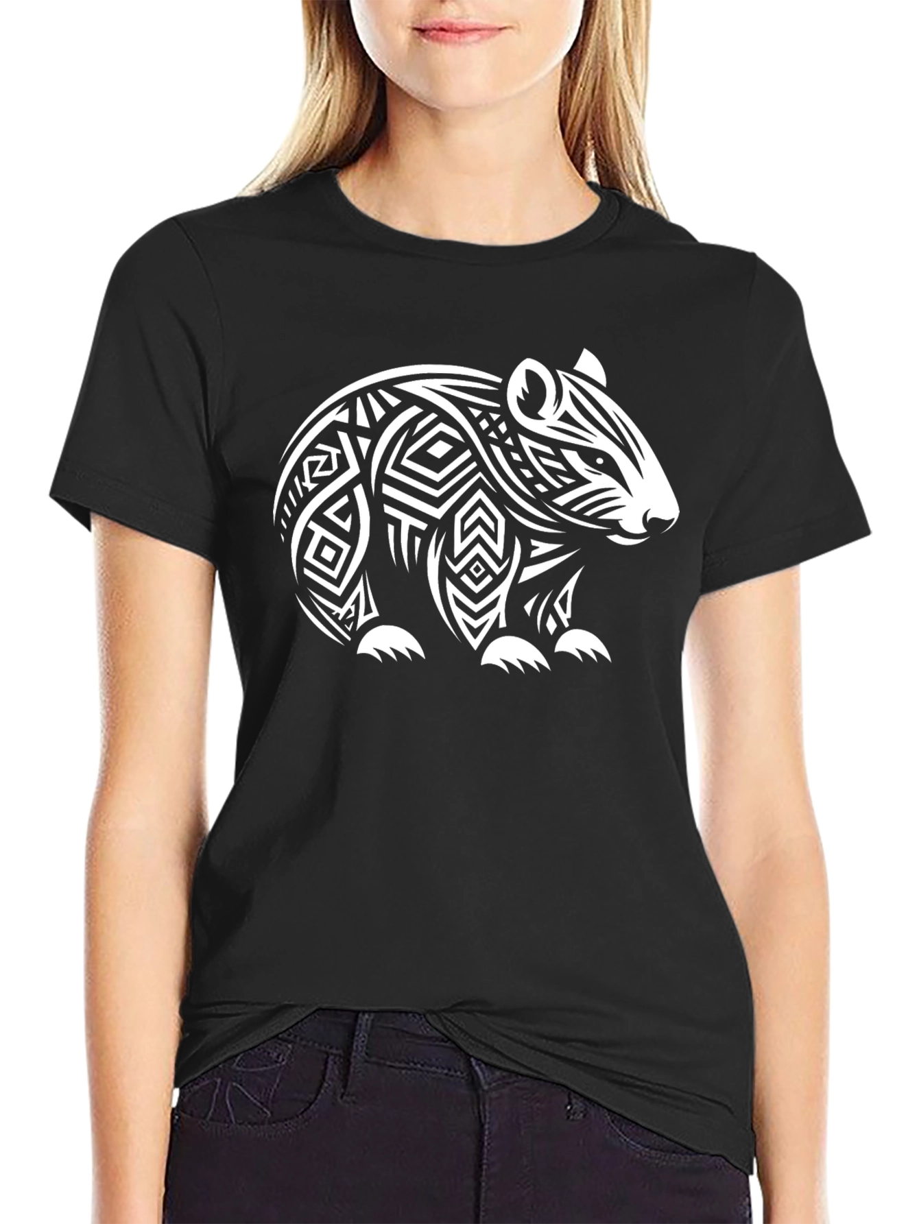 Tribal Wombat Black Tee