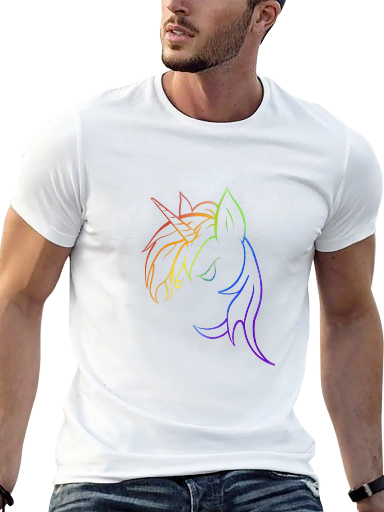 Unicorn Rainbow Line Art Graphic T-Shirt