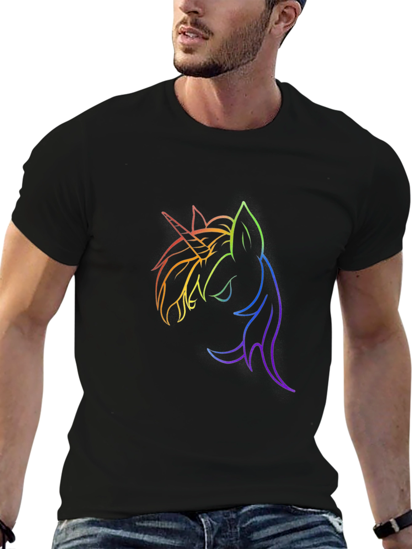 Unicorn Rainbow Line Art Graphic T-Shirt