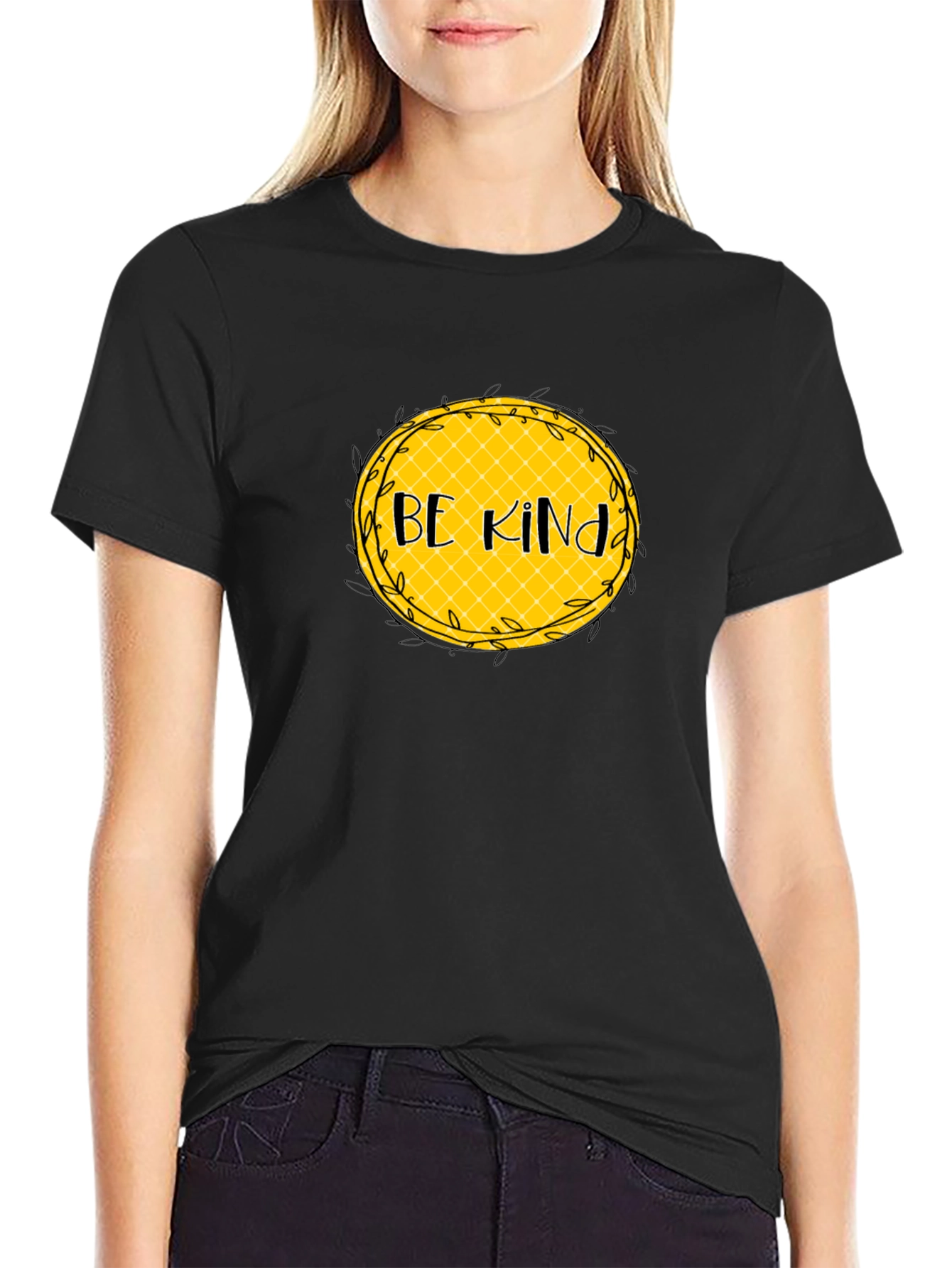 Be Kind Graphic Tee - Black Cotton Casual T-Shirt