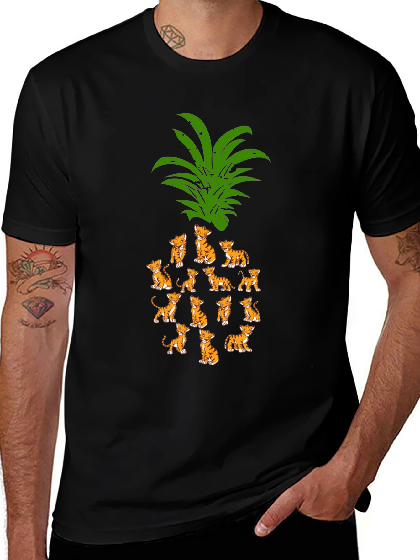 Whimsical Kitten Pineapple Graphic Tee
