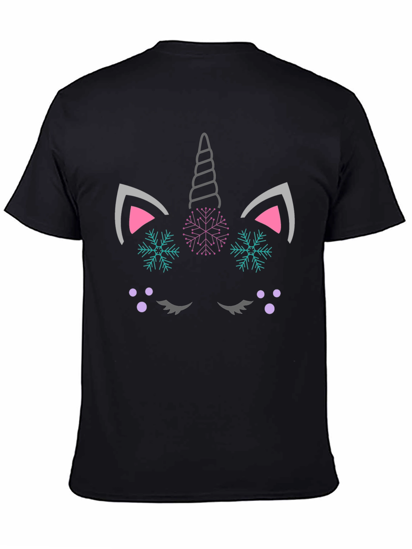 Unicorn Snowflake Graphic Tee - Black