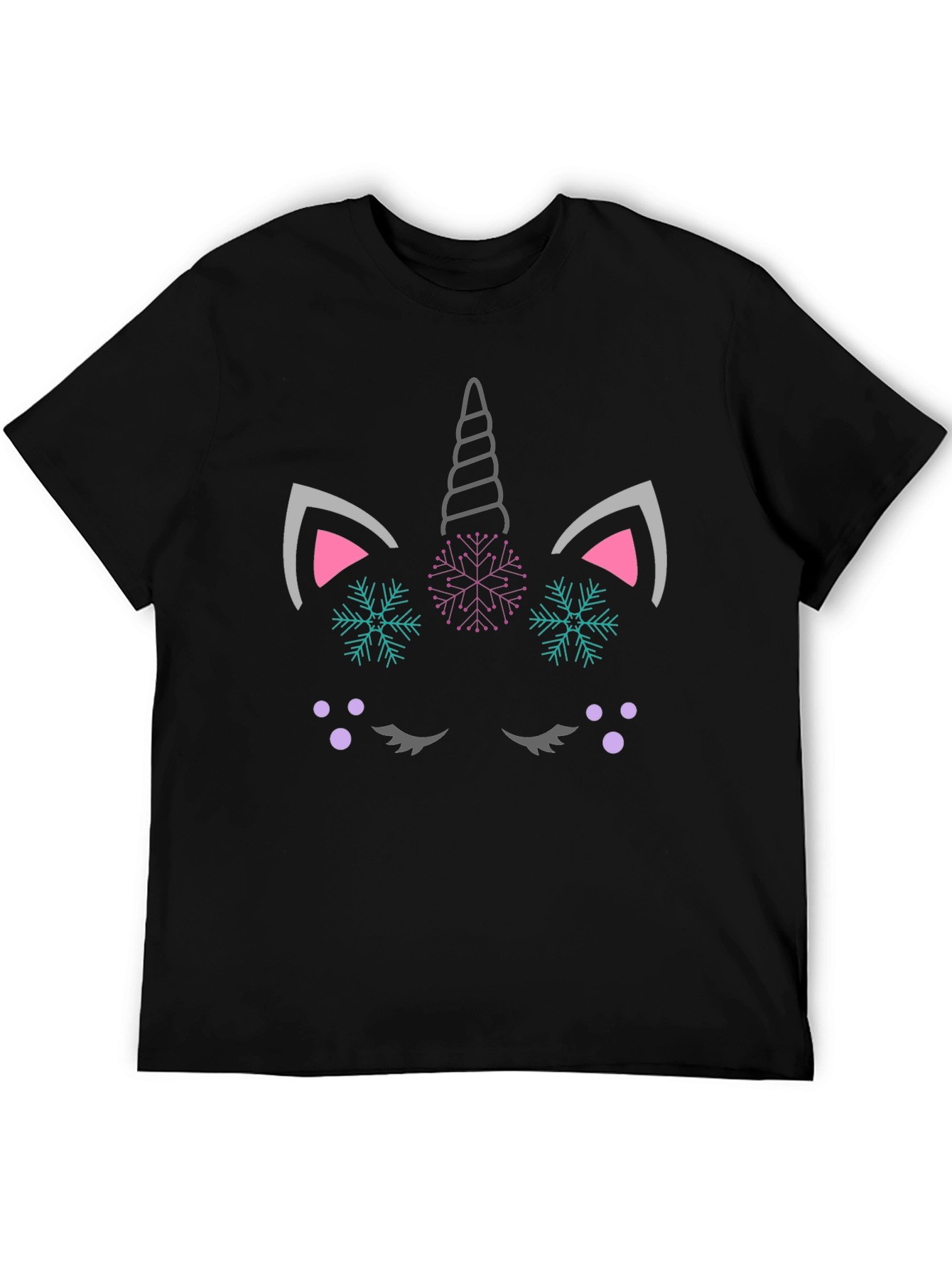 Unicorn Snowflake Graphic Tee - Black