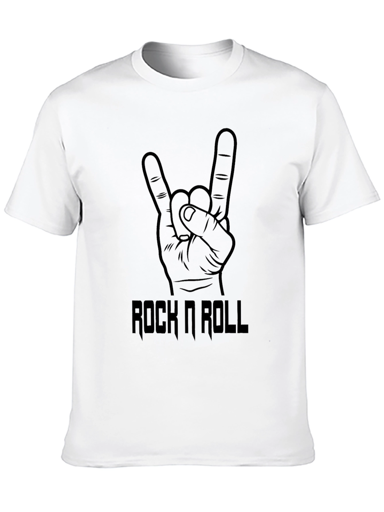 Rock N Roll Hand Sign Graphic Black T-Shirt