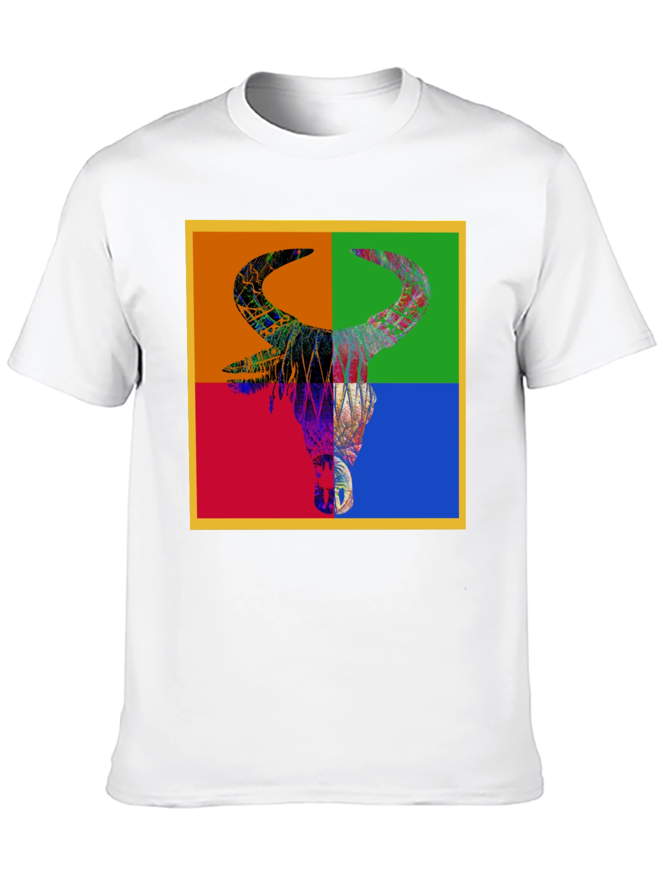 Abstract Bull Graphic Tee - Mens Black T-Shirt